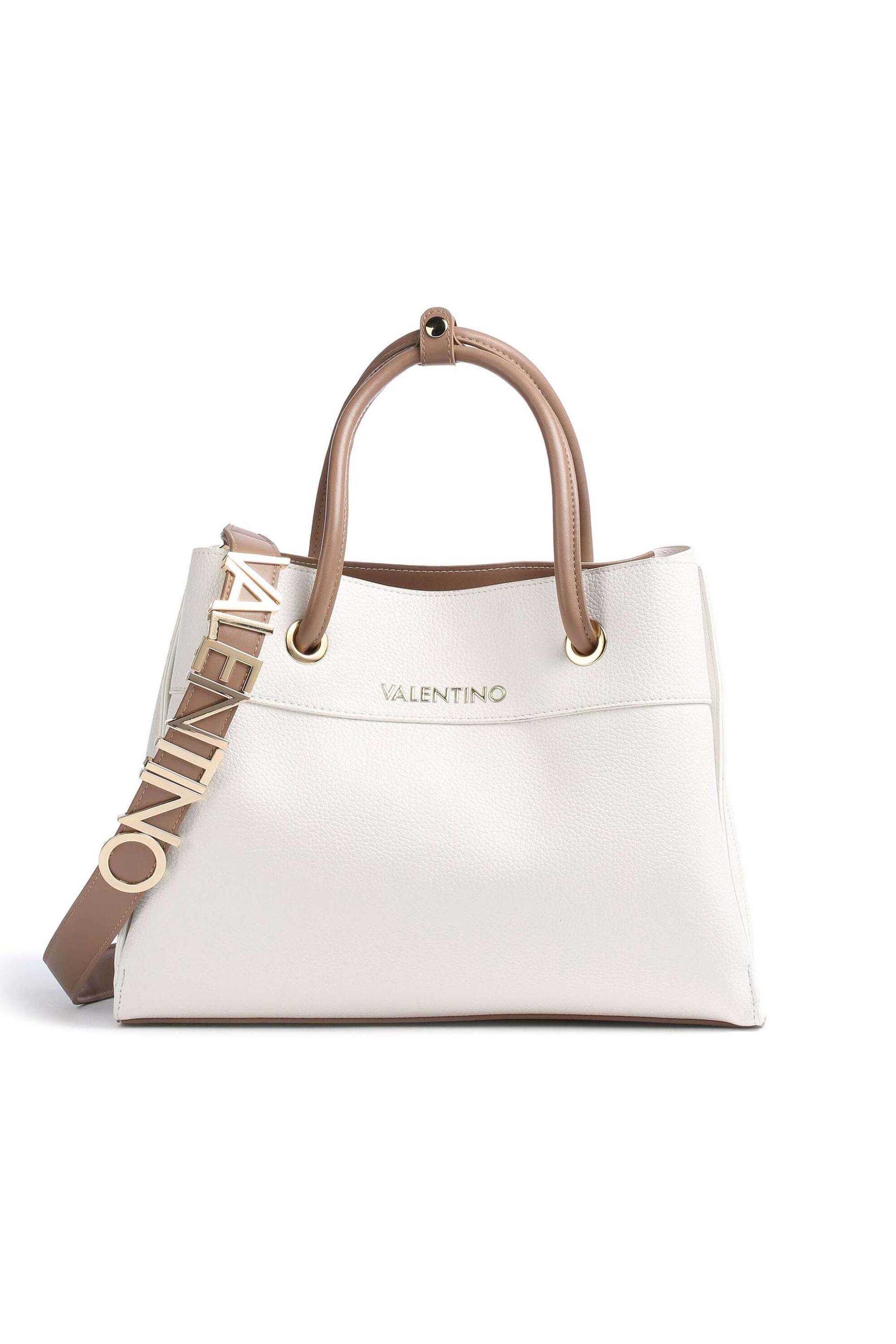 Valentino γυναικεία τσάντα χειρός/ώμου με μεταλλικό λογότυπο "Alexia" - 73LVBS5A802/ALE Λευκό