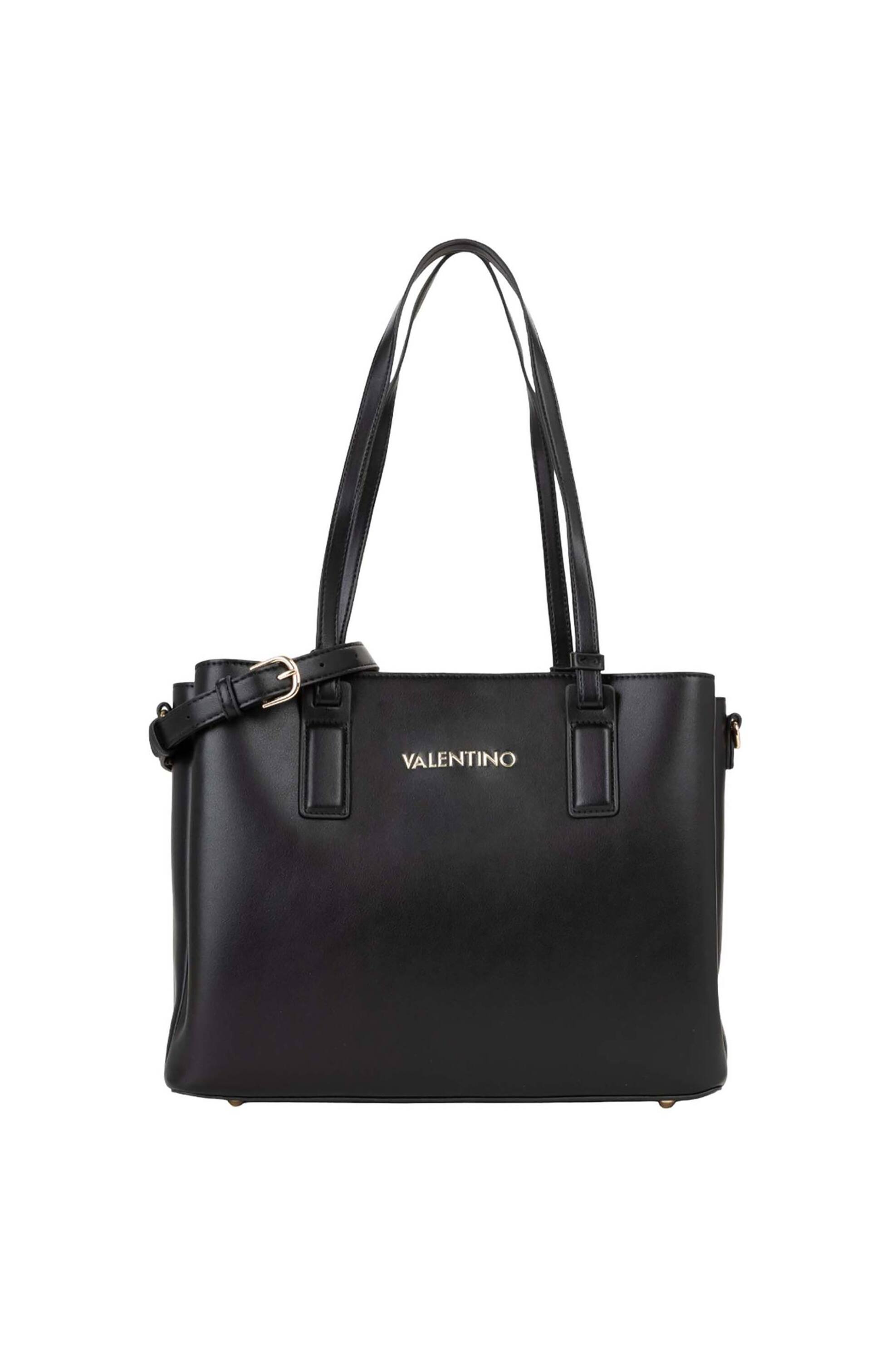 Valentino γυναικεία τσάντα shopper με μεταλλικό λογότυπο "Clio Re" - 73LVBS9OG01/CLI Μαύρο