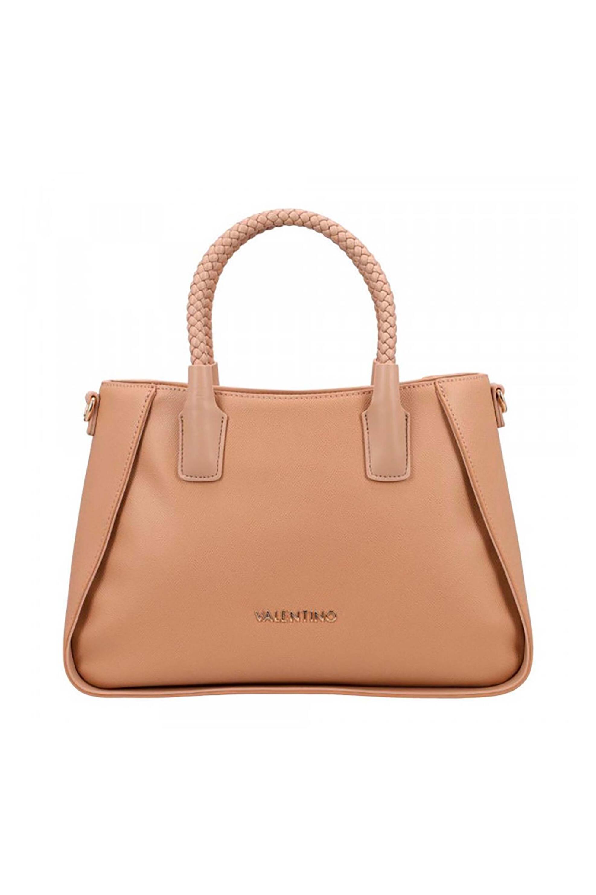 Valentino γυναικεία τσάντα χειρός με μεταλλικό λογότυπο "Eris" - 73LVBS9OM04/ERI Μπεζ