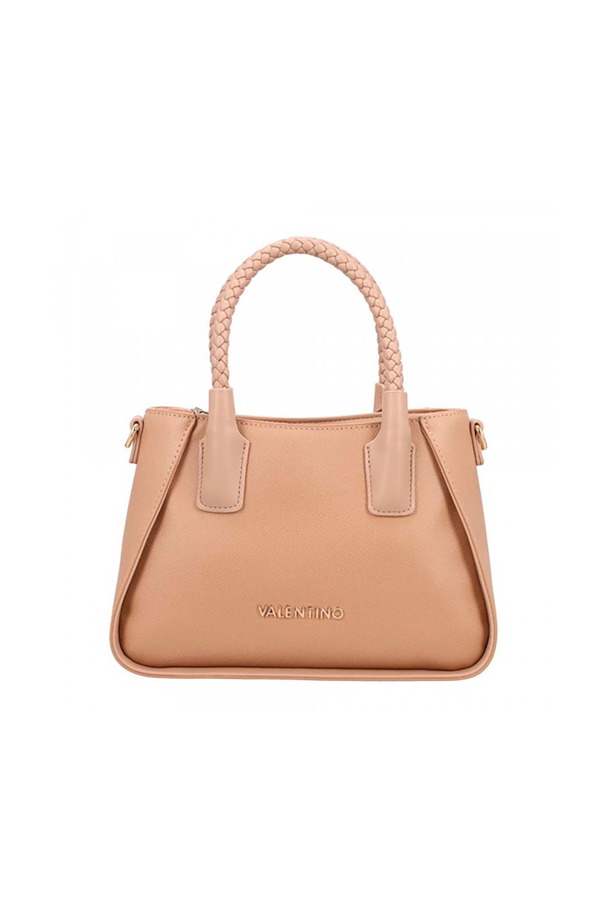 Valentino γυναικεία τσάντα χειρός με διακοσμητικές ραφές και λογότυπο "Eris" - 73LVBS9OM05/ERI Μπεζ