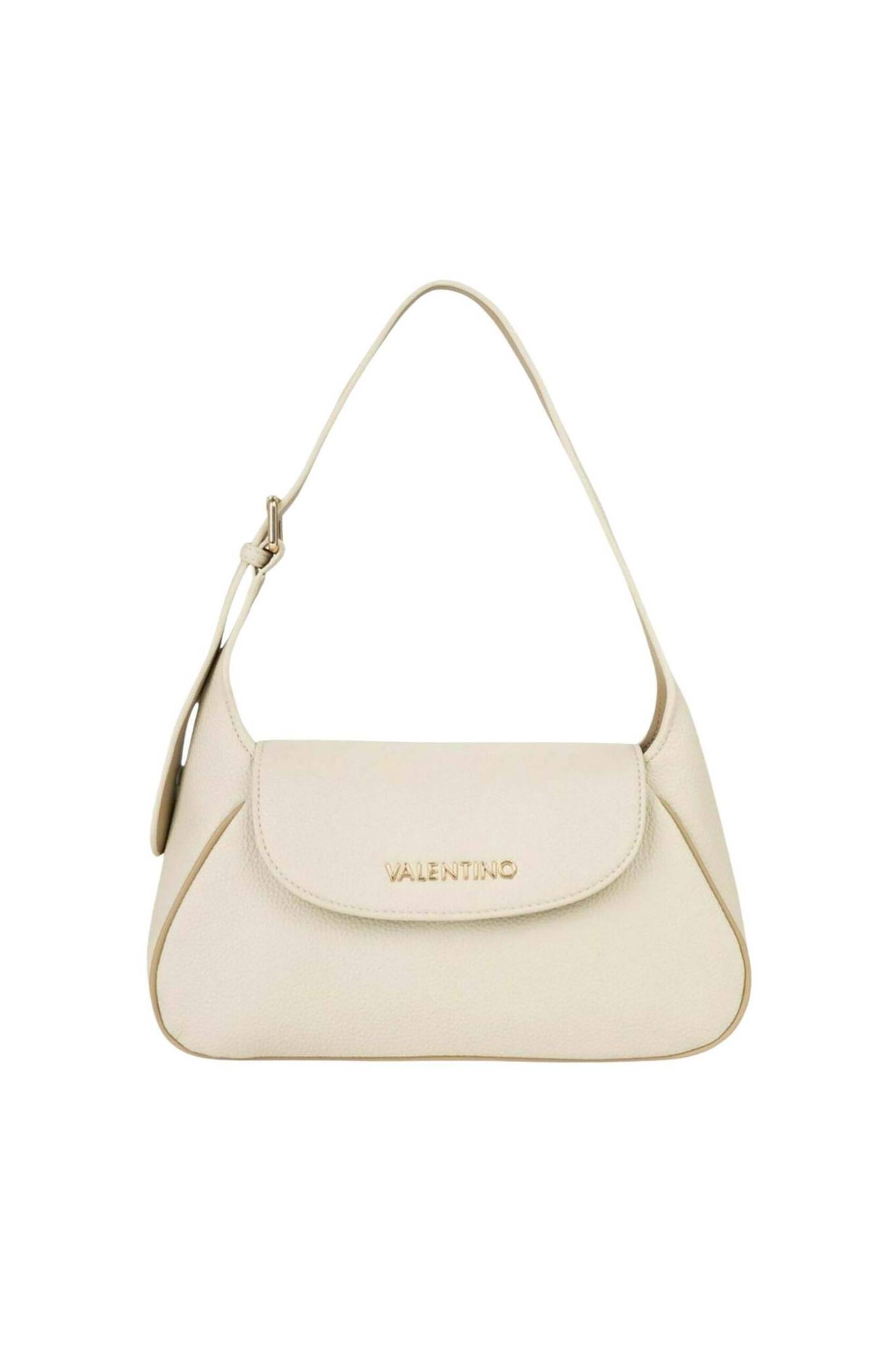 Valentino γυναικεία τσάντα ώμου με μεταλλικό λογότυπο "Daphne Re" - 73LVBS9OP09/DAP Μπεζ