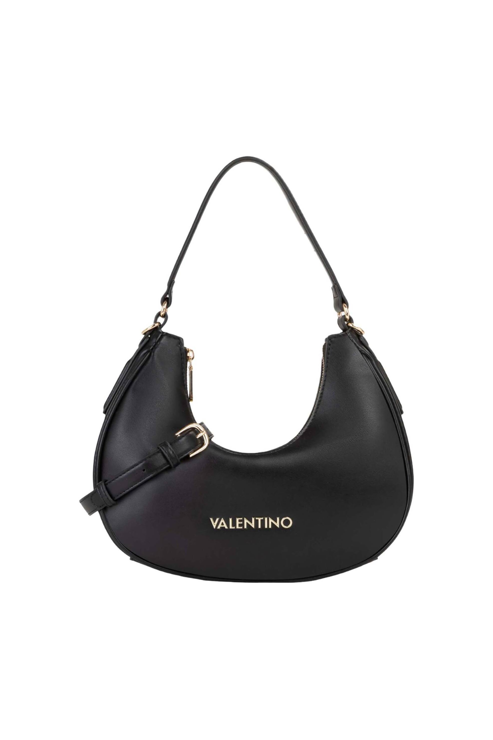 Valentino γυναικεία τσάντα ώμου με μεταλλικό λογότυπο "Clio Re" - 73LVBS9OG07/CLI Μαύρο