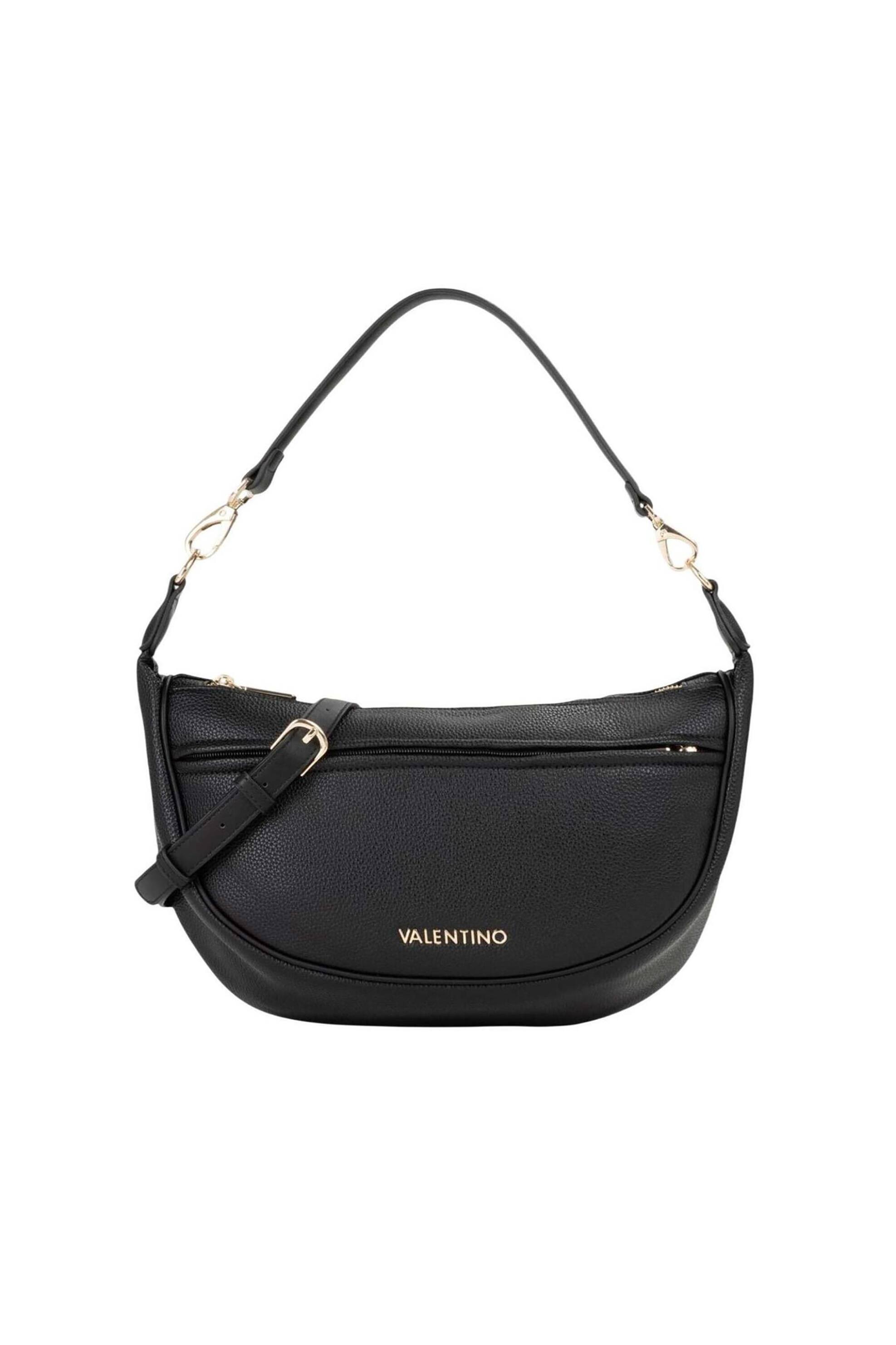 Valentino γυναικεία τσάντα ώμου hobo με μεταλλικό λογότυπο "Daphne Re" - 73LVBS9OP08/DAP Μαύρο