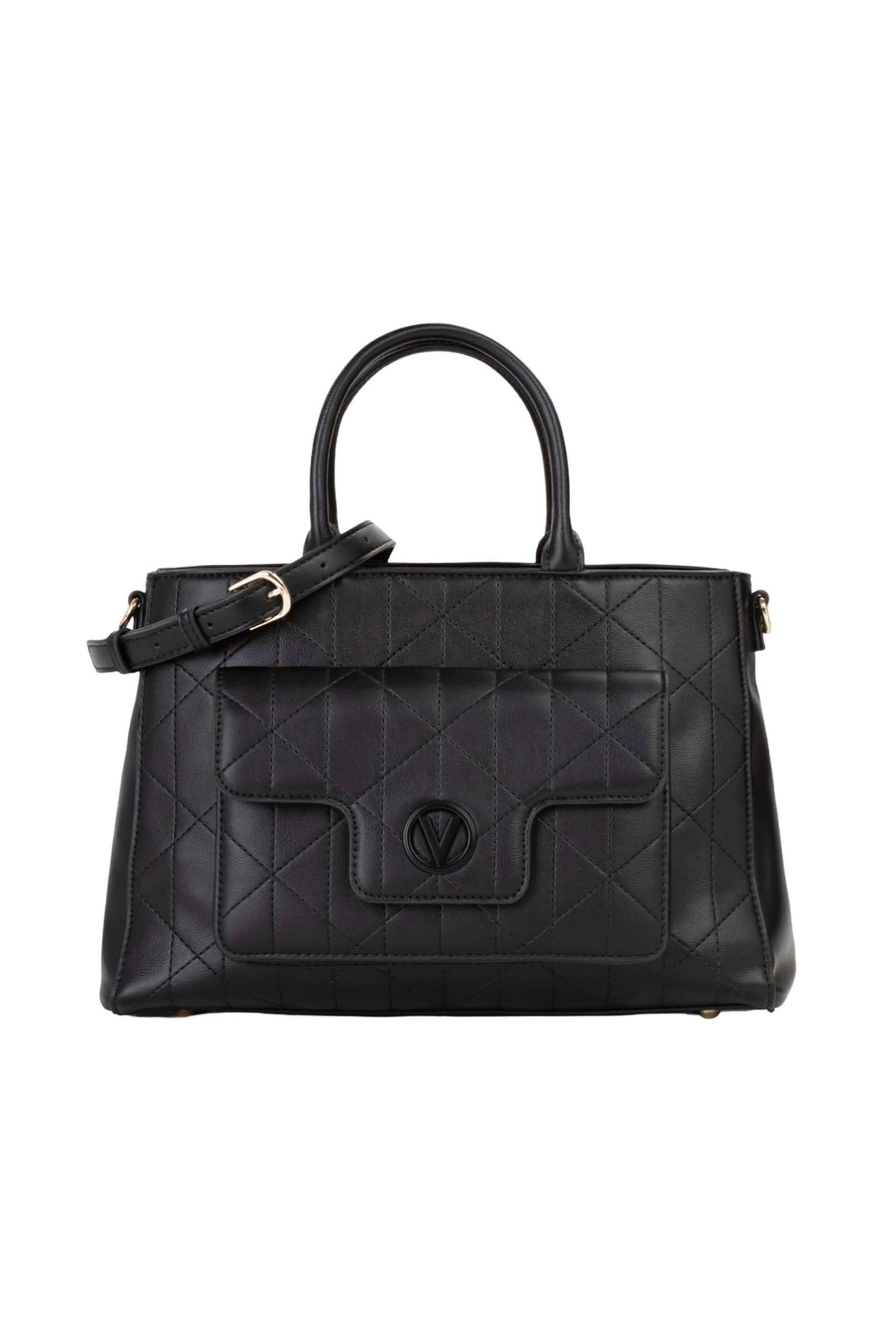 Valentino γυναικεία τσάντα shopper με διακοσμητικές ραφές και λογότυπο "Melia" - 73LVBS9OR04/MEL Μαύρο