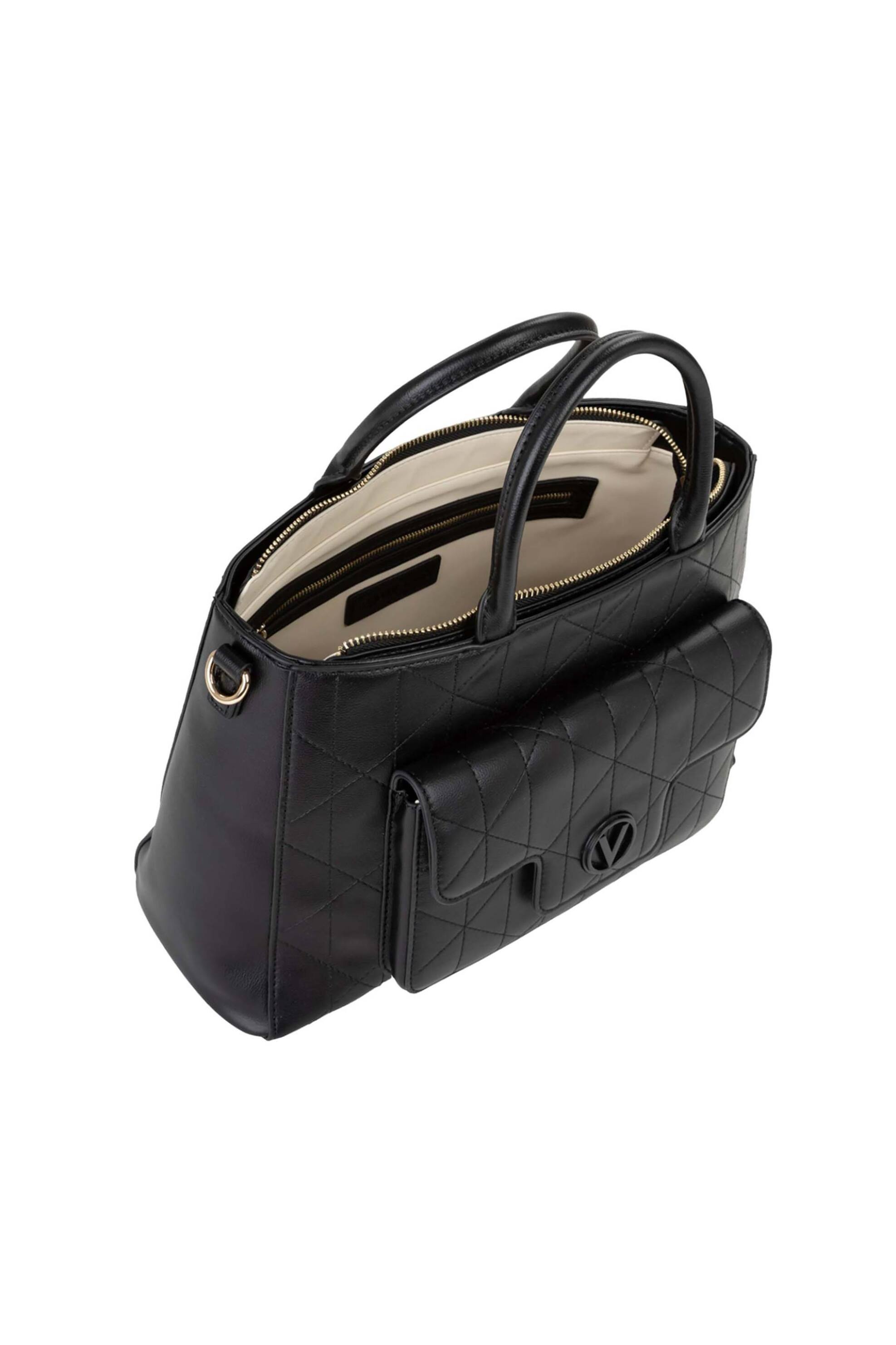 Valentino Γυναικεία Τσάντα Shopper με Διακοσμητικές Ραφές Και Λογότυπο Melia - 73Lvbs9Or04 Mel Μαύρο