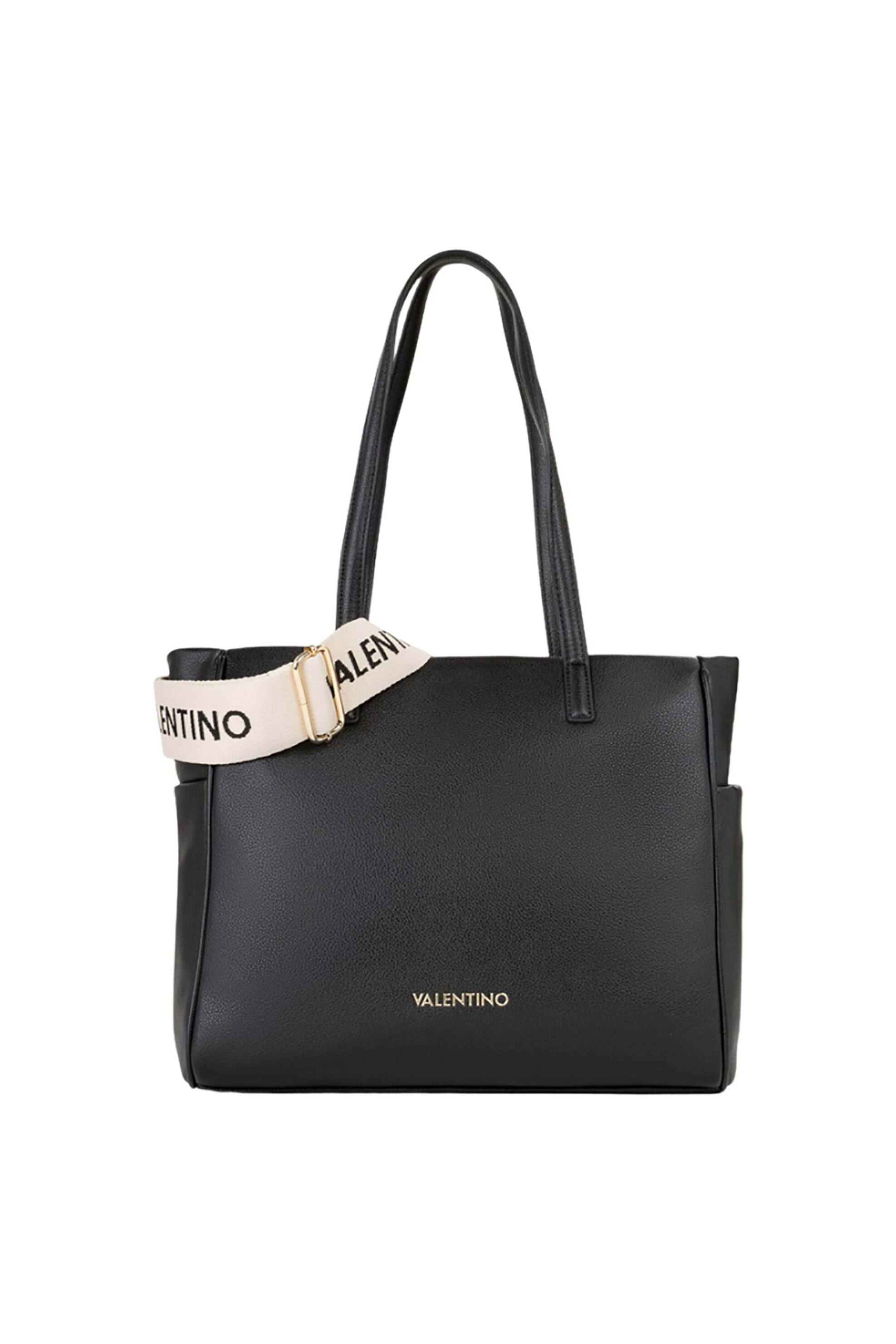 Valentino γυναικεία τσάντα tote με μεταλλικό λογότυπο "Doris" - 73LVBS9ON01/DOR Μαύρο