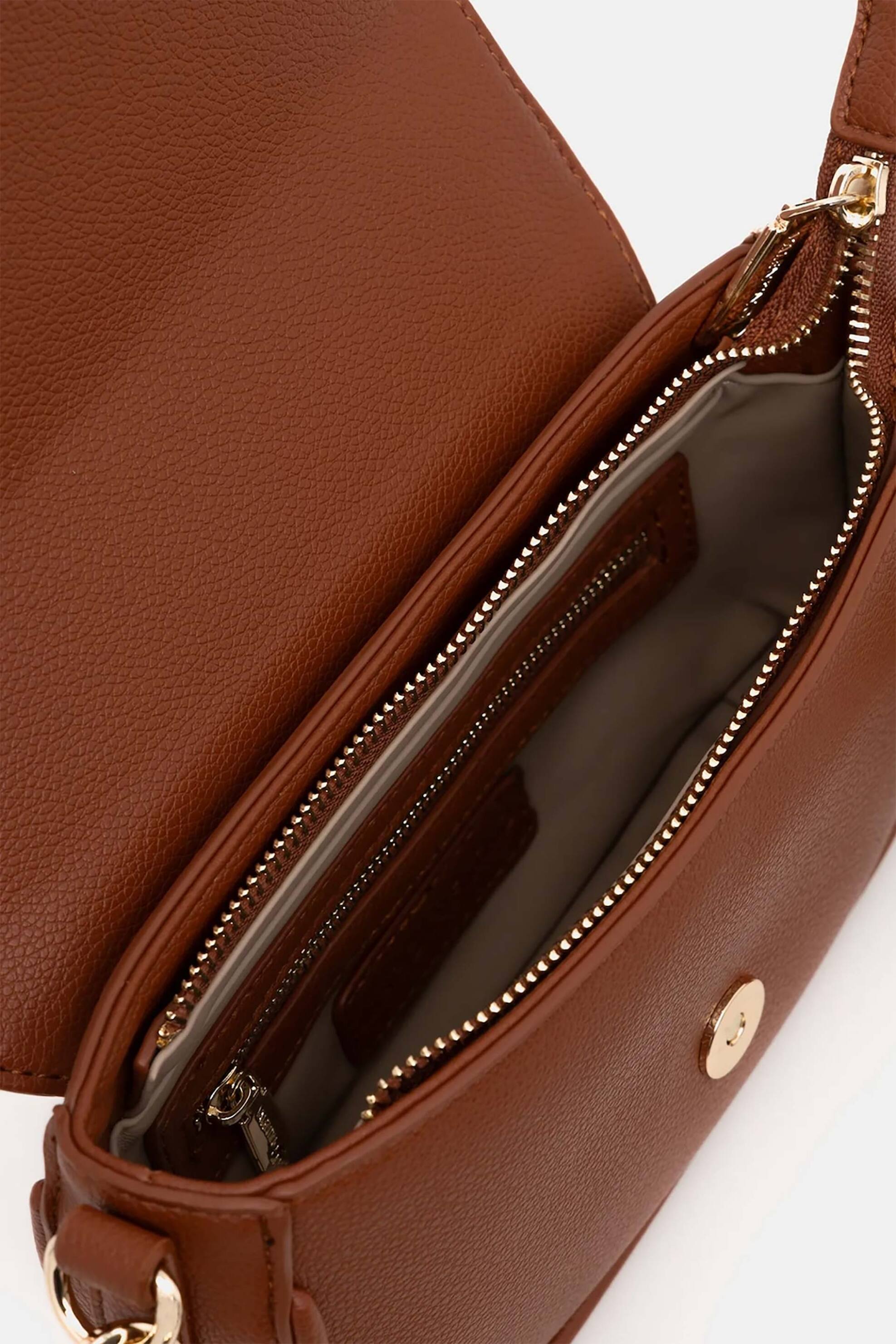 Valentino Γυναικεία Τσάντα Crossbody με Μεταλλικό Λογότυπο Doris Re - 73Lvbs9On09 Dor Καφέ