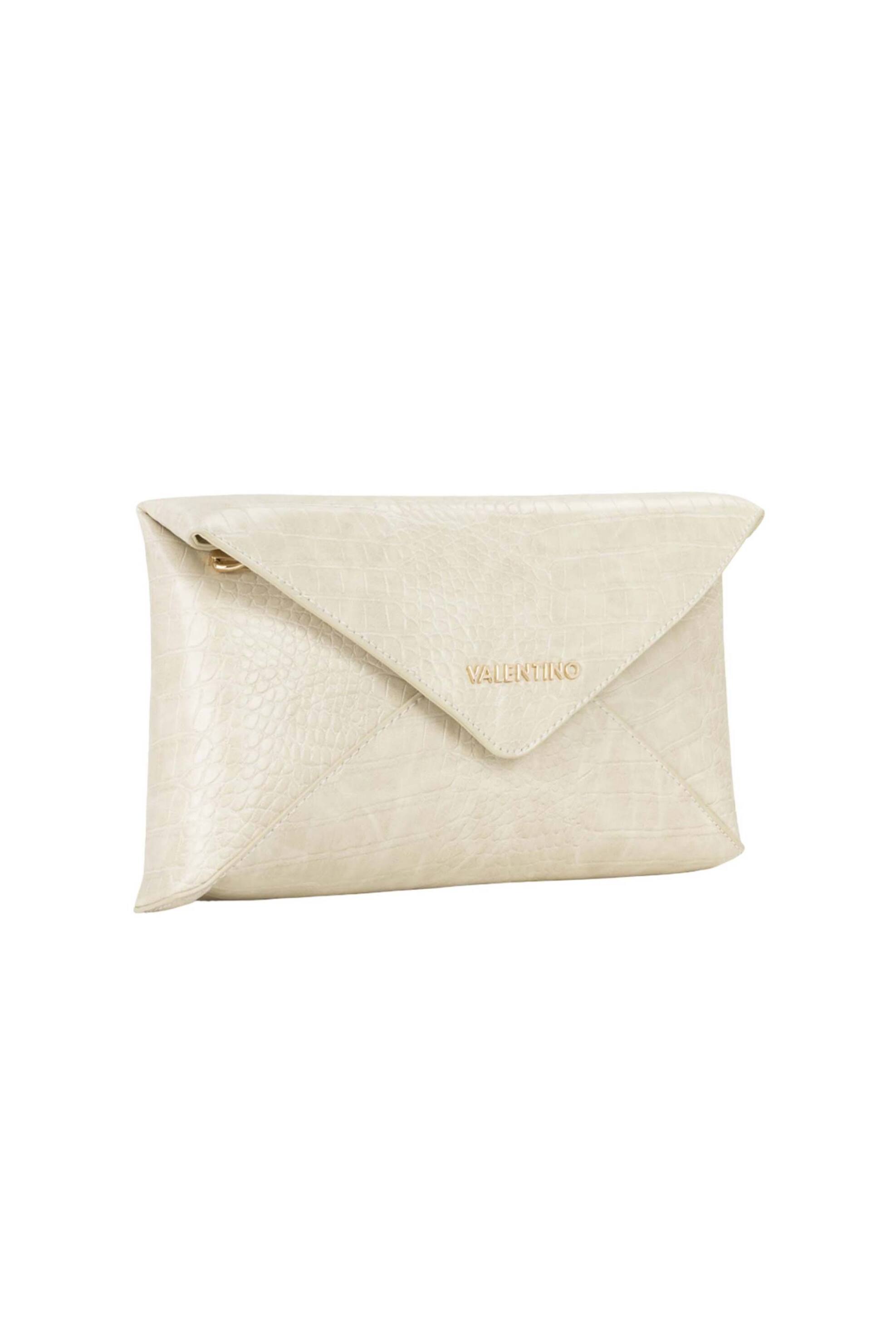 Valentino γυναικεία τσάντα φάκελος με ανάγλυφο λογότυπο και κροκό σχέδιο "Emera" - 73LVBS9OS17COC Εκρού φωτογραφία