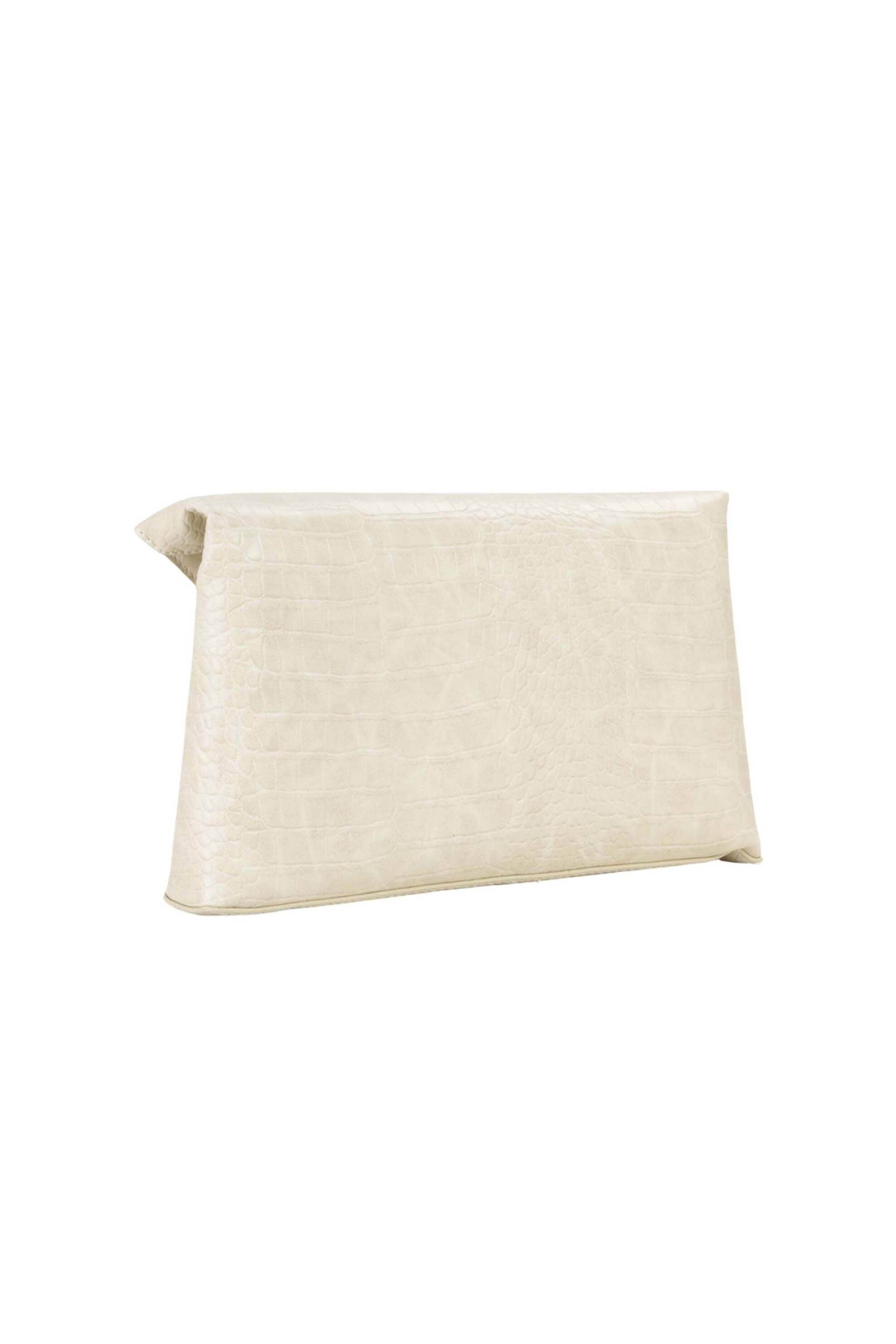 Valentino γυναικεία τσάντα φάκελος με ανάγλυφο λογότυπο και κροκό σχέδιο "Emera" - 73LVBS9OS17COC Εκρού φωτογραφία