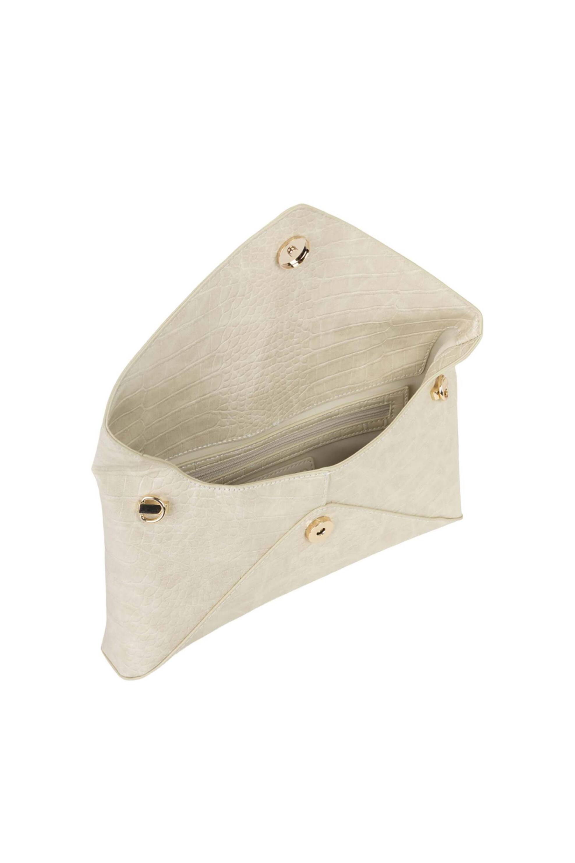 Valentino γυναικεία τσάντα φάκελος με ανάγλυφο λογότυπο και κροκό σχέδιο "Emera" - 73LVBS9OS17COC Εκρού φωτογραφία