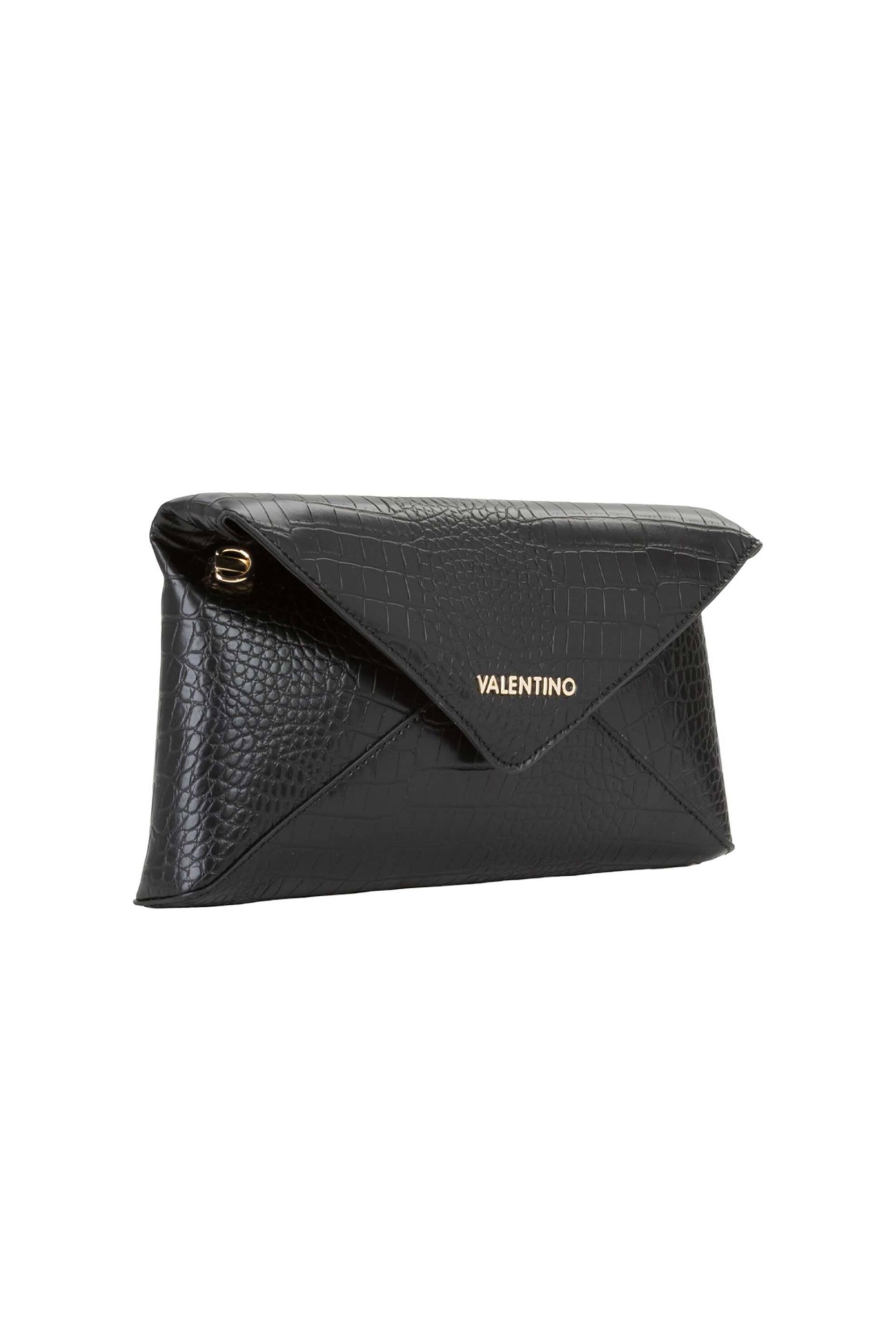 Valentino γυναικεία τσάντα φάκελος με ανάγλυφο λογότυπο και κροκό σχέδιο "Emera" - 73LVBS9OS17COC Μαύρο φωτογραφία