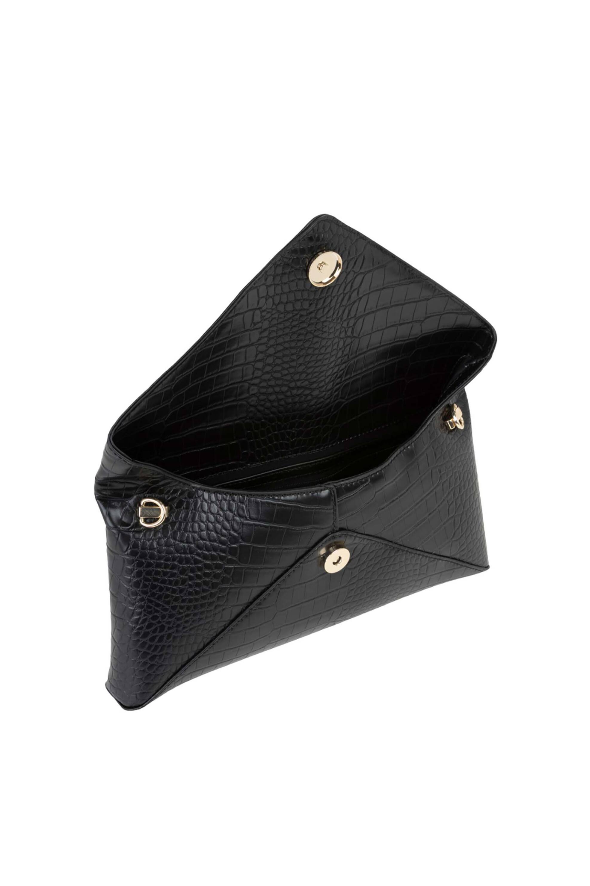 Valentino γυναικεία τσάντα φάκελος με ανάγλυφο λογότυπο και κροκό σχέδιο "Emera" - 73LVBS9OS17COC Μαύρο φωτογραφία