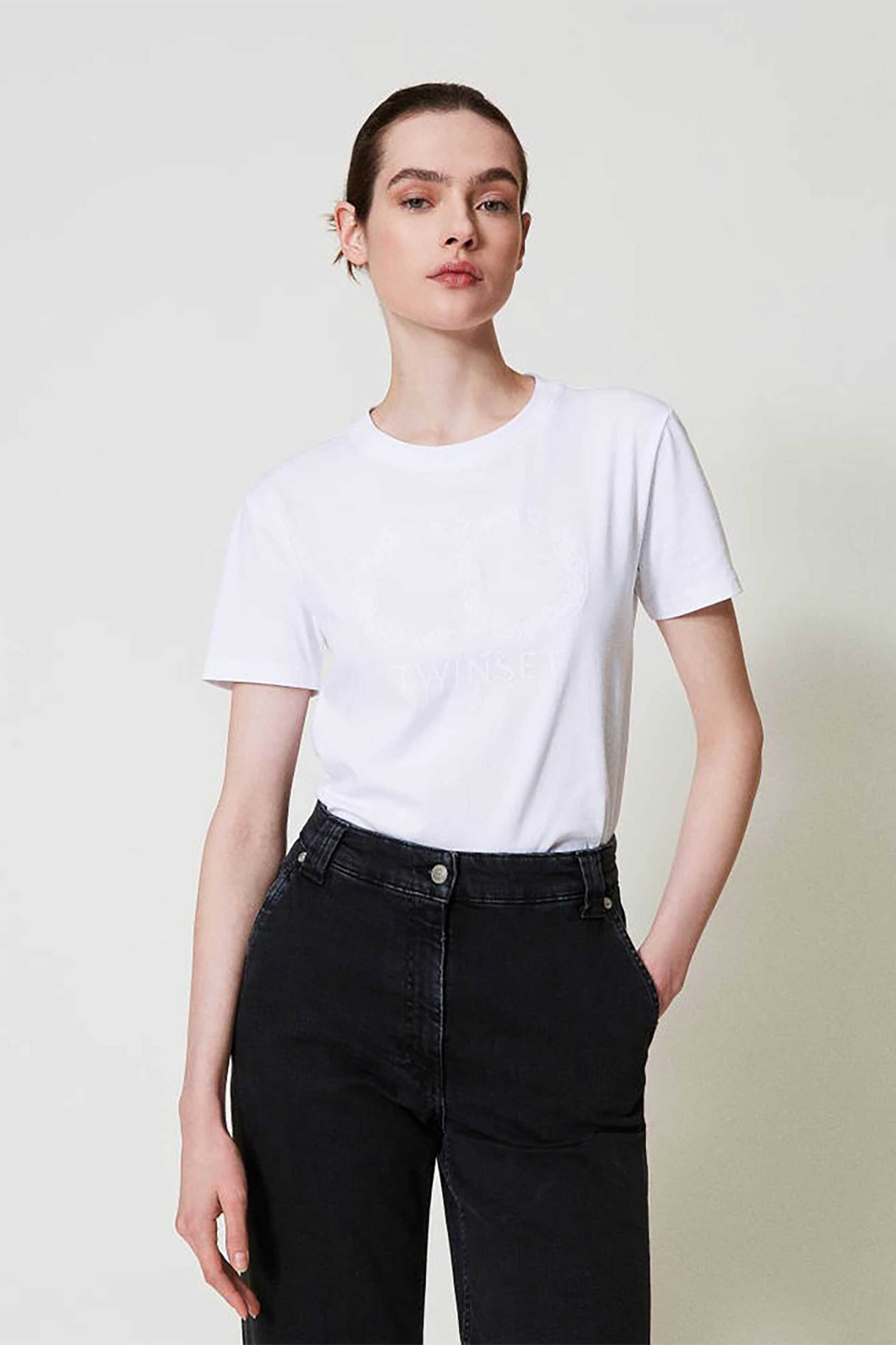  Twinset γυναικείο Τ-shirt με κεντημένο λογότυπο - 251TP2072 Λευκό 2025
