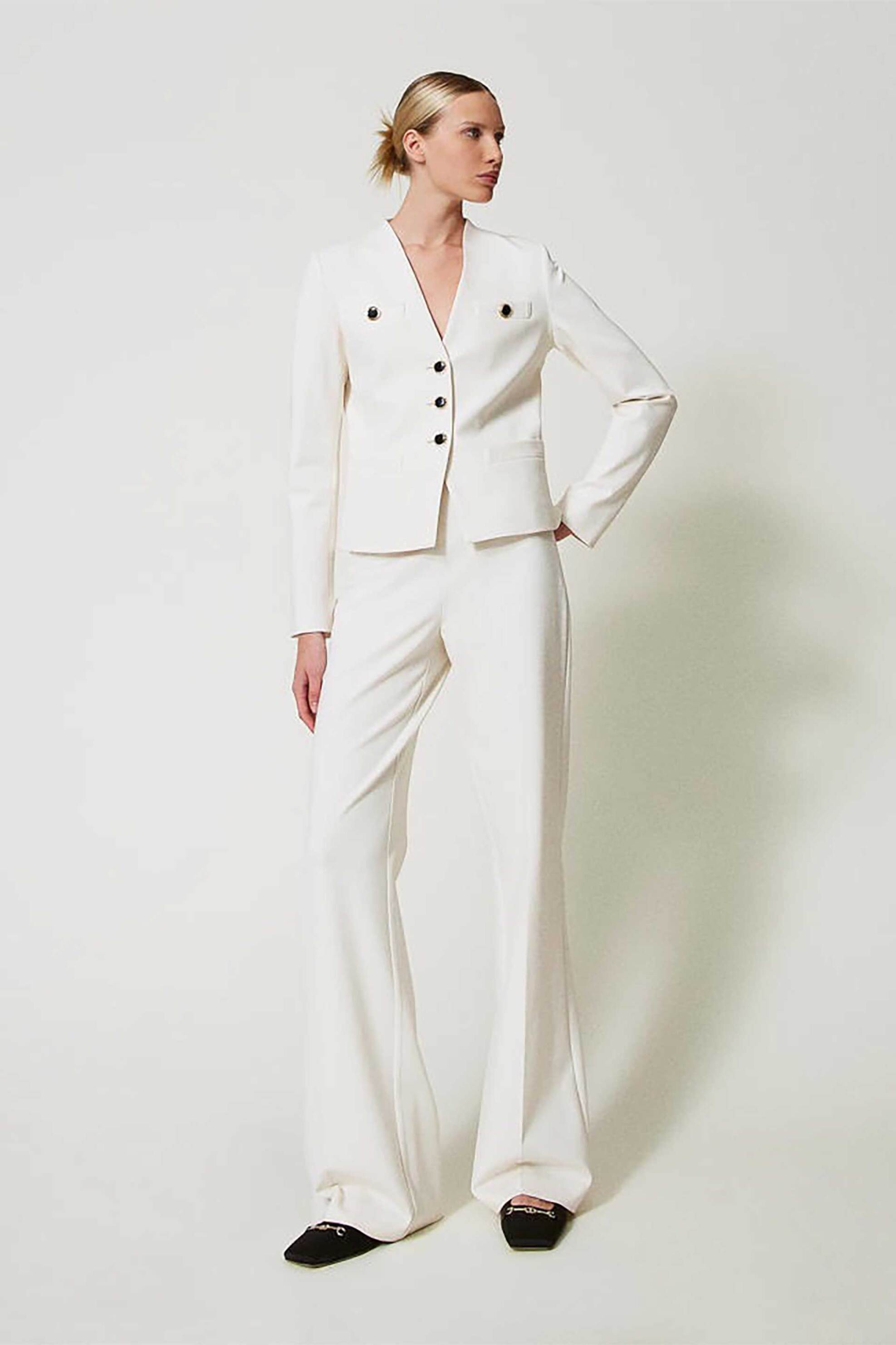 TWINSET Twinset γυναικείο παντελόνι ψηλόμεσο Wide leg - 251TP2132 Εκρού