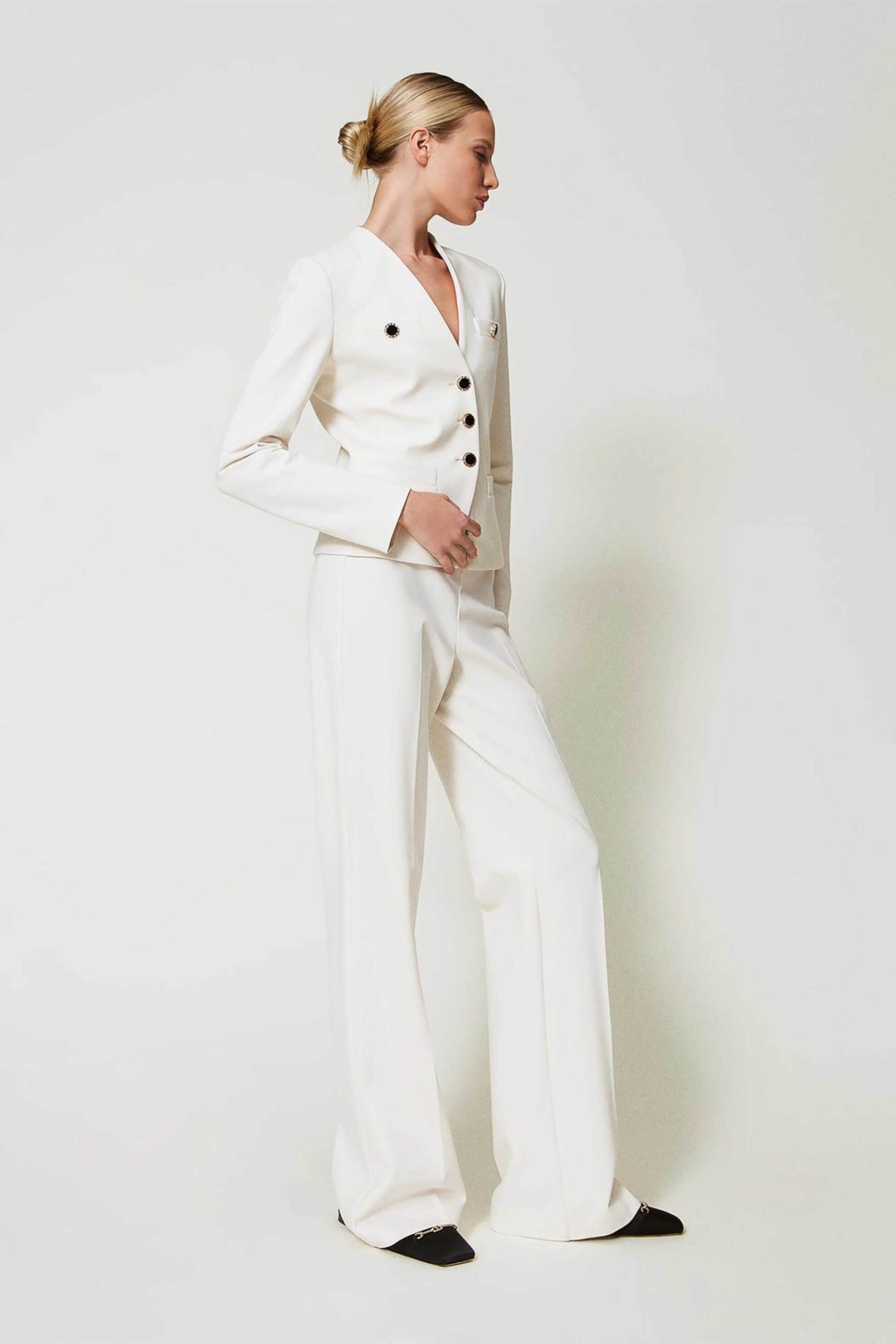 Twinset γυναικείο παντελόνι ψηλόμεσο Wide leg - 251TP2132 Εκρού φωτογραφία