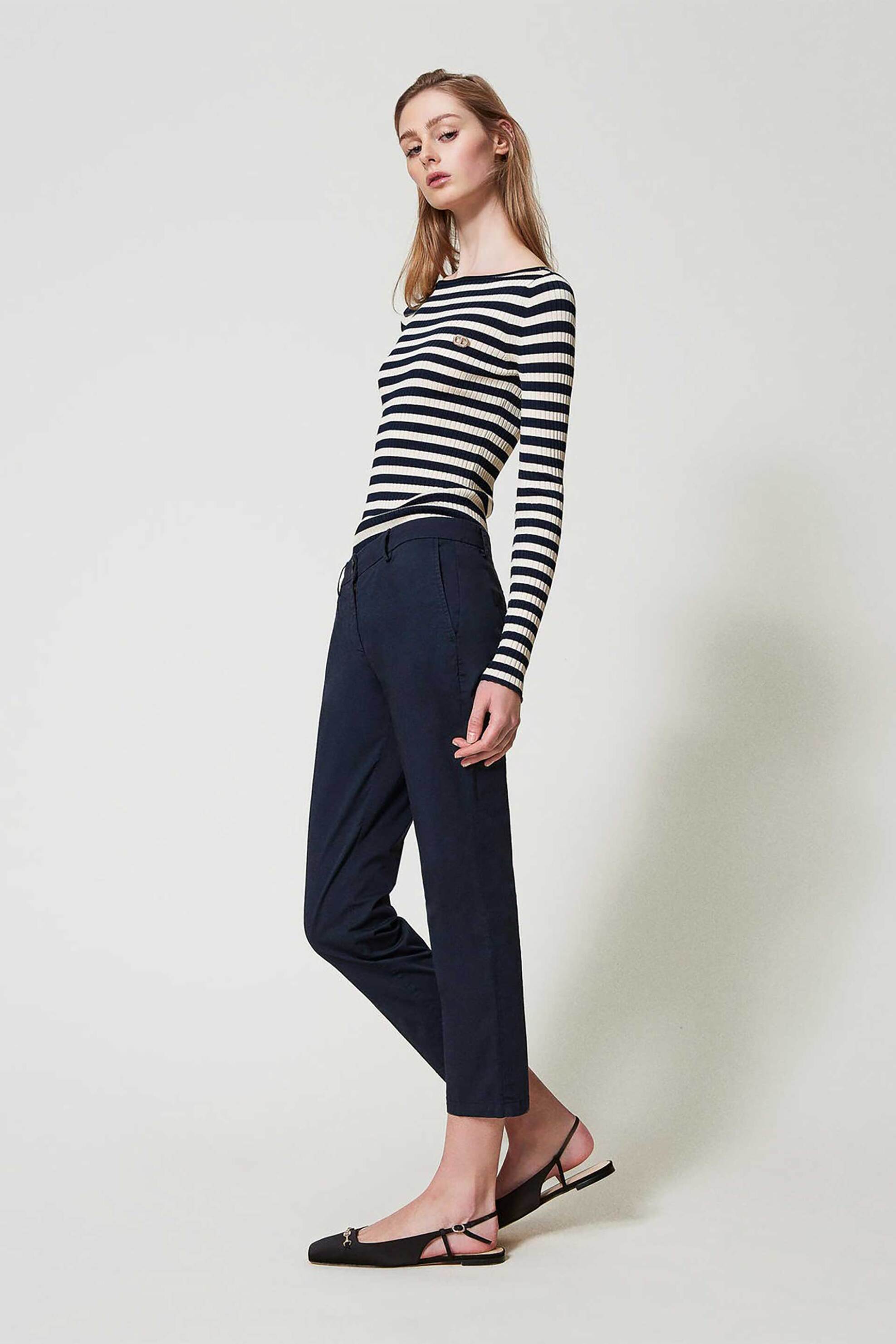 Twinset γυναικείο υφασμάτινο παντελόνι cropped - 251TP2684 Μπλε Σκούρο φωτογραφία