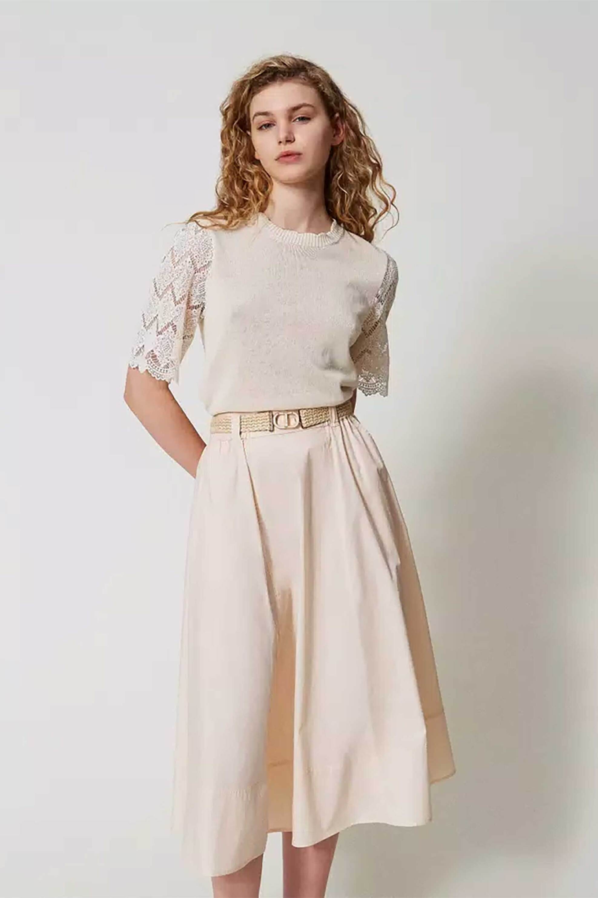  Twinset γυναικεία midi φούστα με ζώνη - 251TT202J Nude 2025
