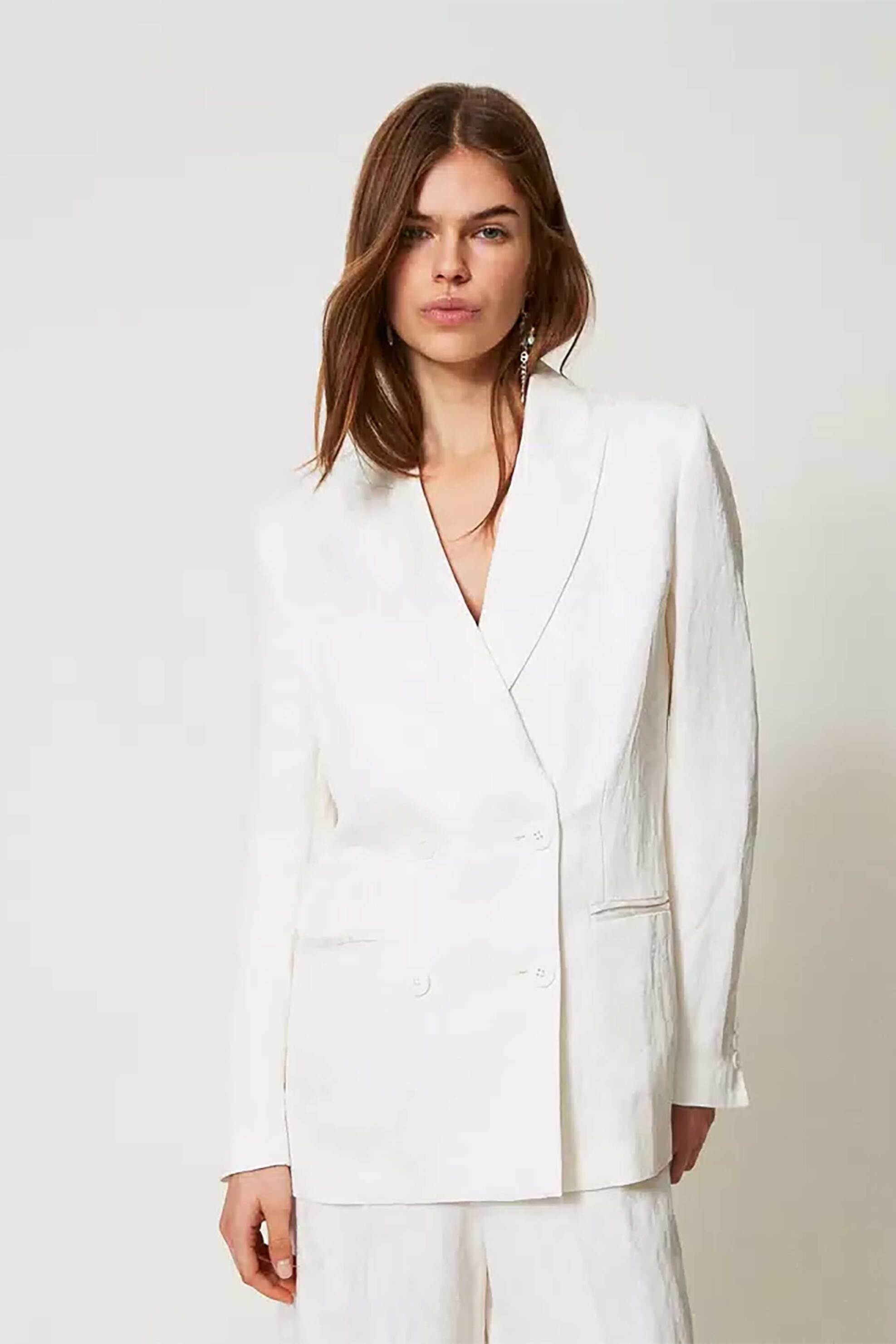 Twinset γυναικείο σακάκι jacquard μονόχρωμο - 251TT2175 Εκρού 2025