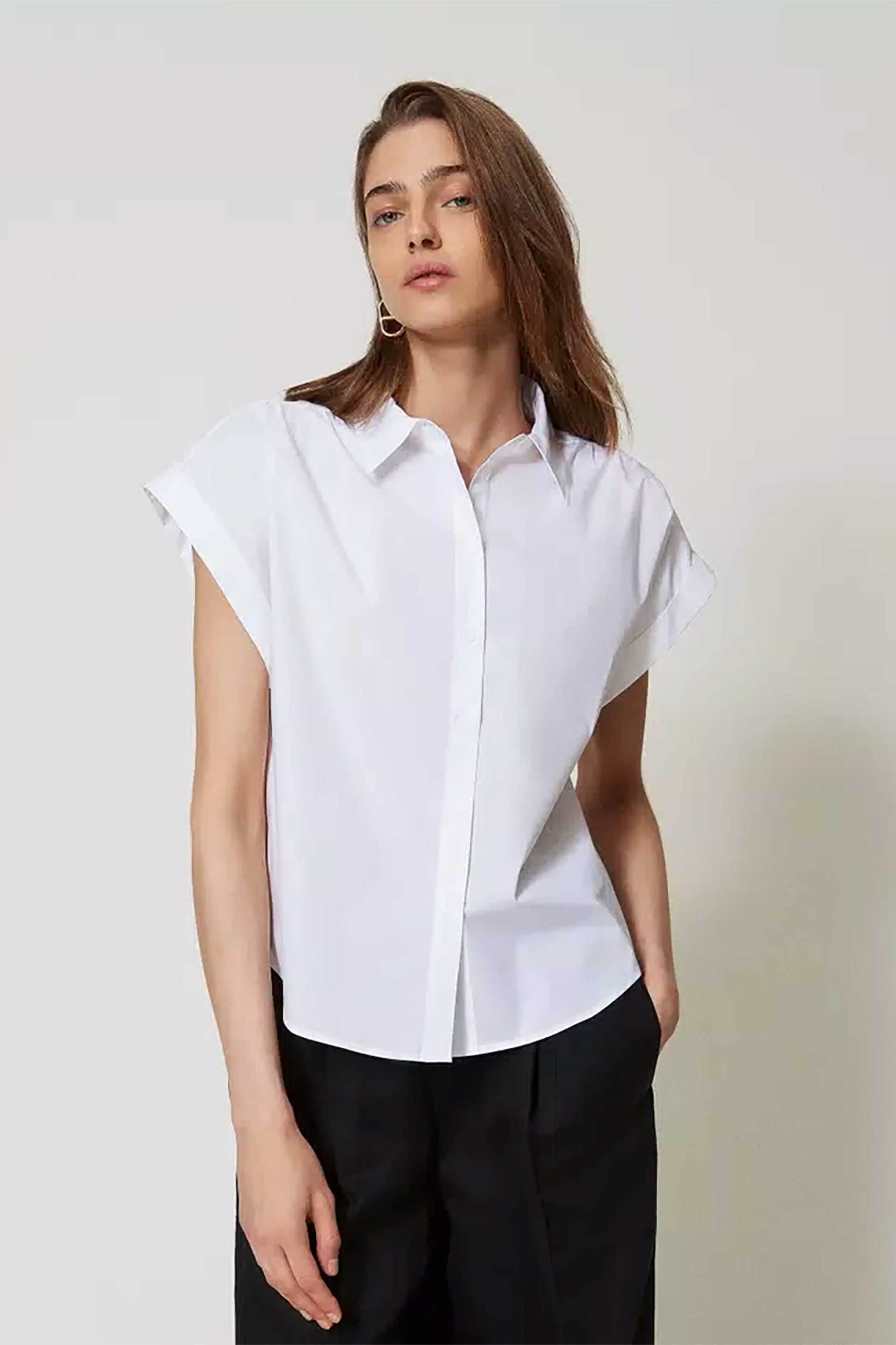  Twinset γυναικείο πουκάμισο μονόχρωμο - 251TT202H Λευκό 2025