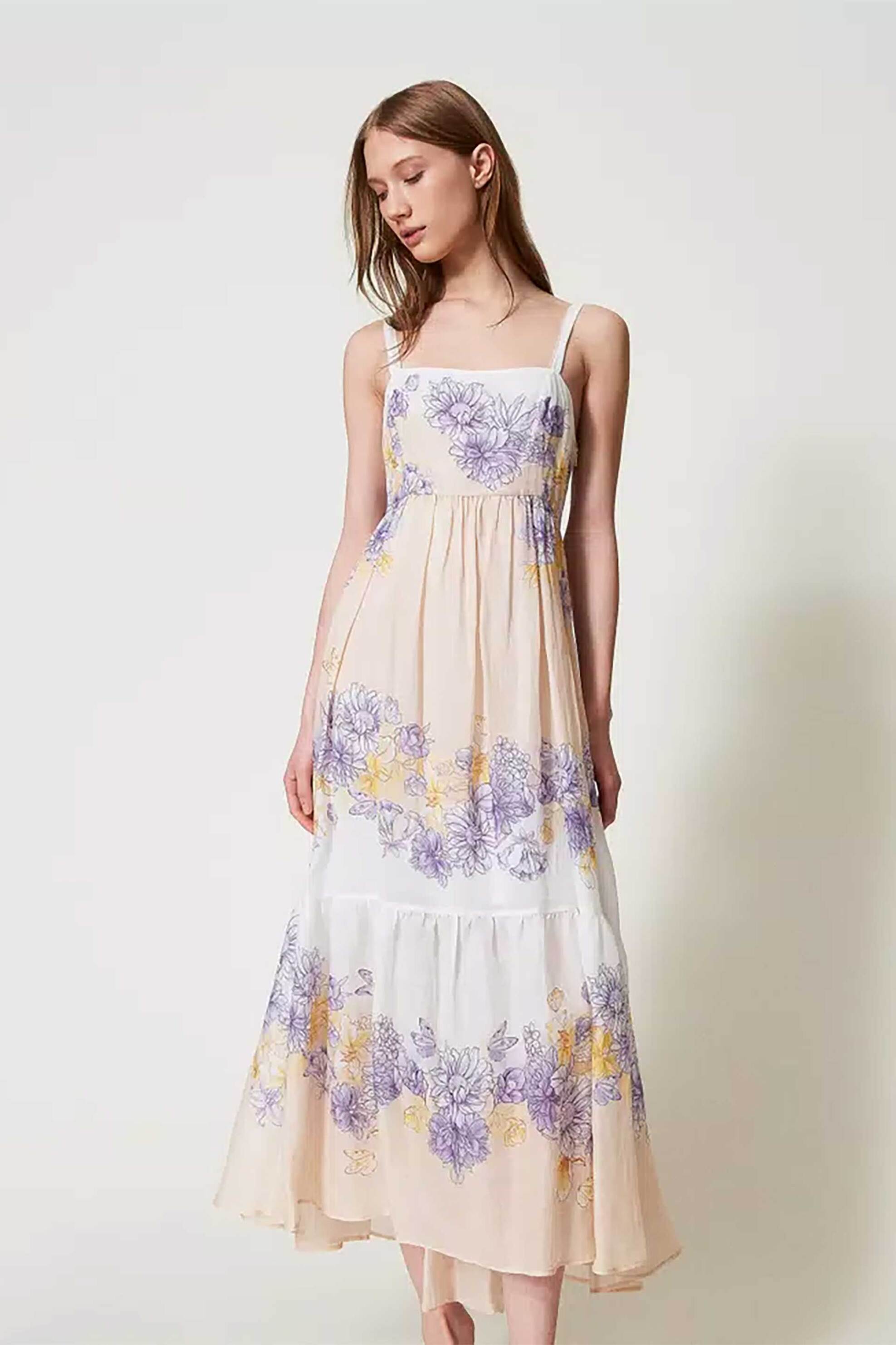  Twinset γυναικείο midi φόρεμα με floral print - 251TT206B Μοβ 2025