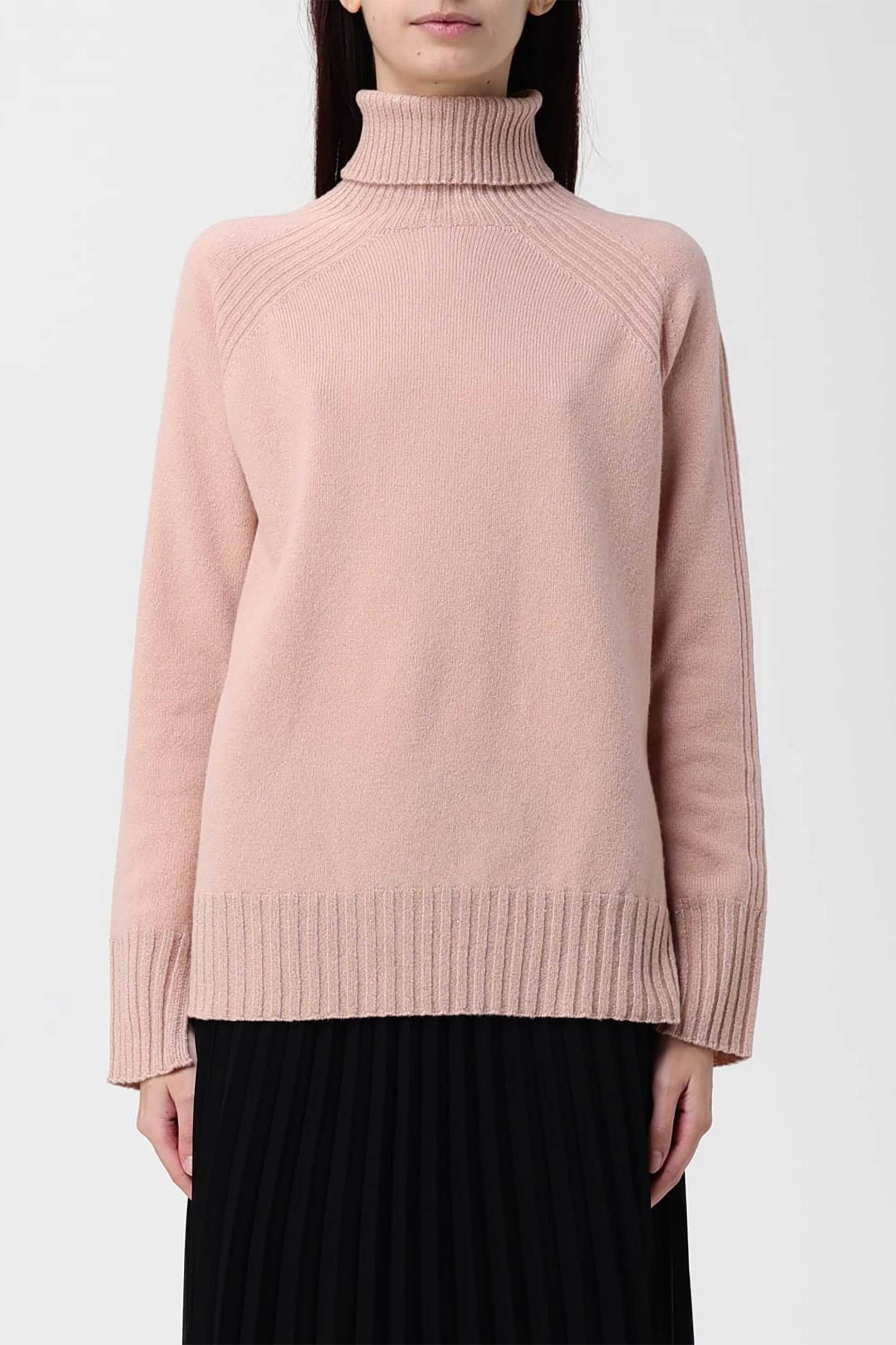 TWINSET Twinset γυναικεία μπλούζα πλεκτή μoνόχρωμη με κασμίρι - 252TP3582 Ροζ