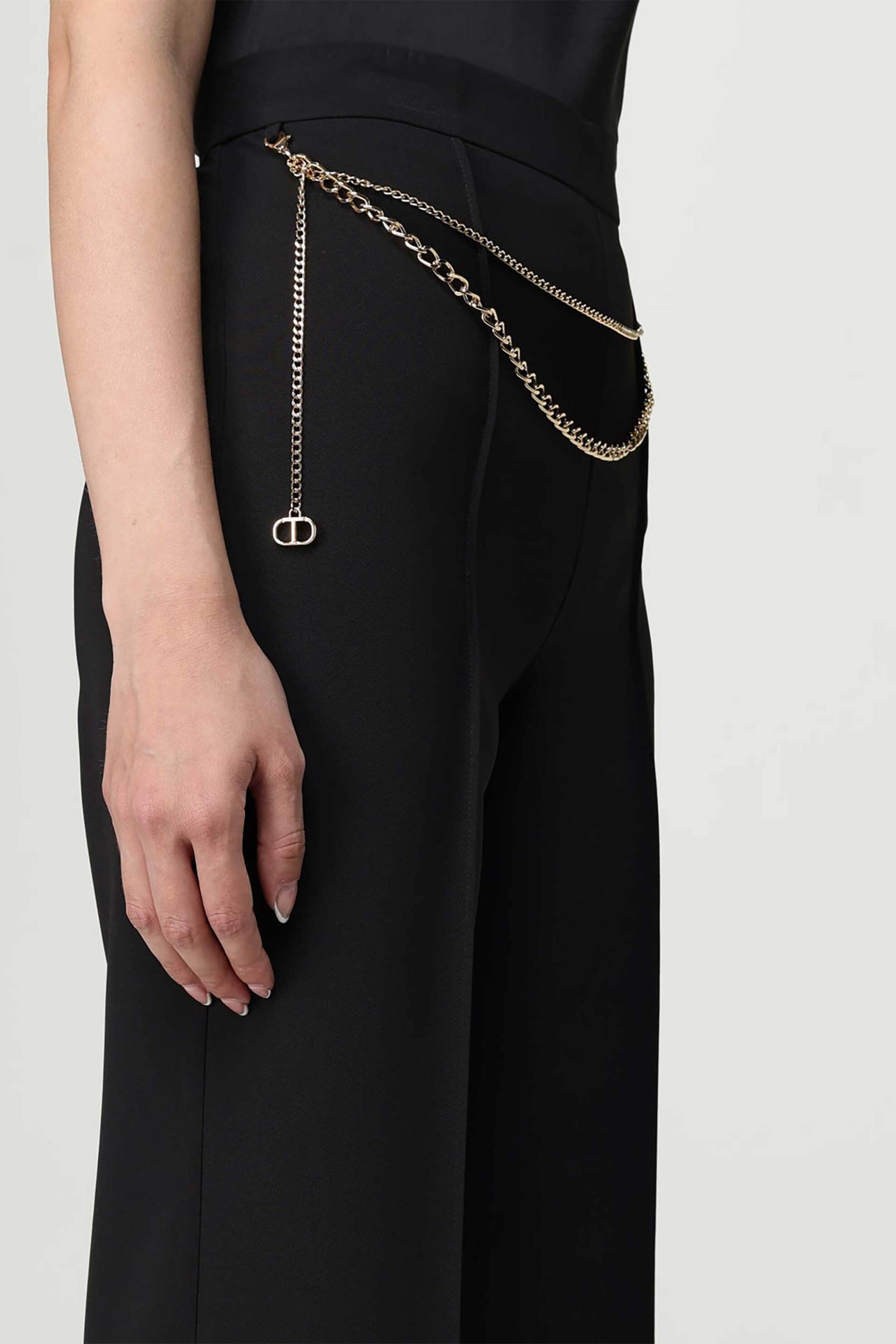 TWINSET Twinset γυναικείο παντελόνι crepe ψηλόμεσο με ζώνη - 252TP2281 Μαύρο - 2
