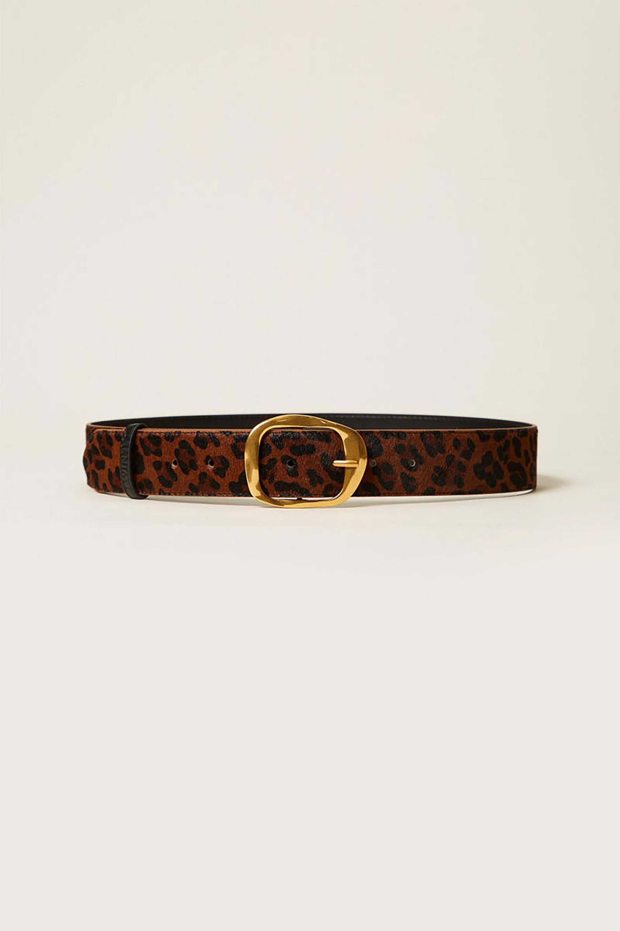 TWINSET Twinset γυναικεία δερμάτινη ζώνη animal print - 252TA4530 Καφέ