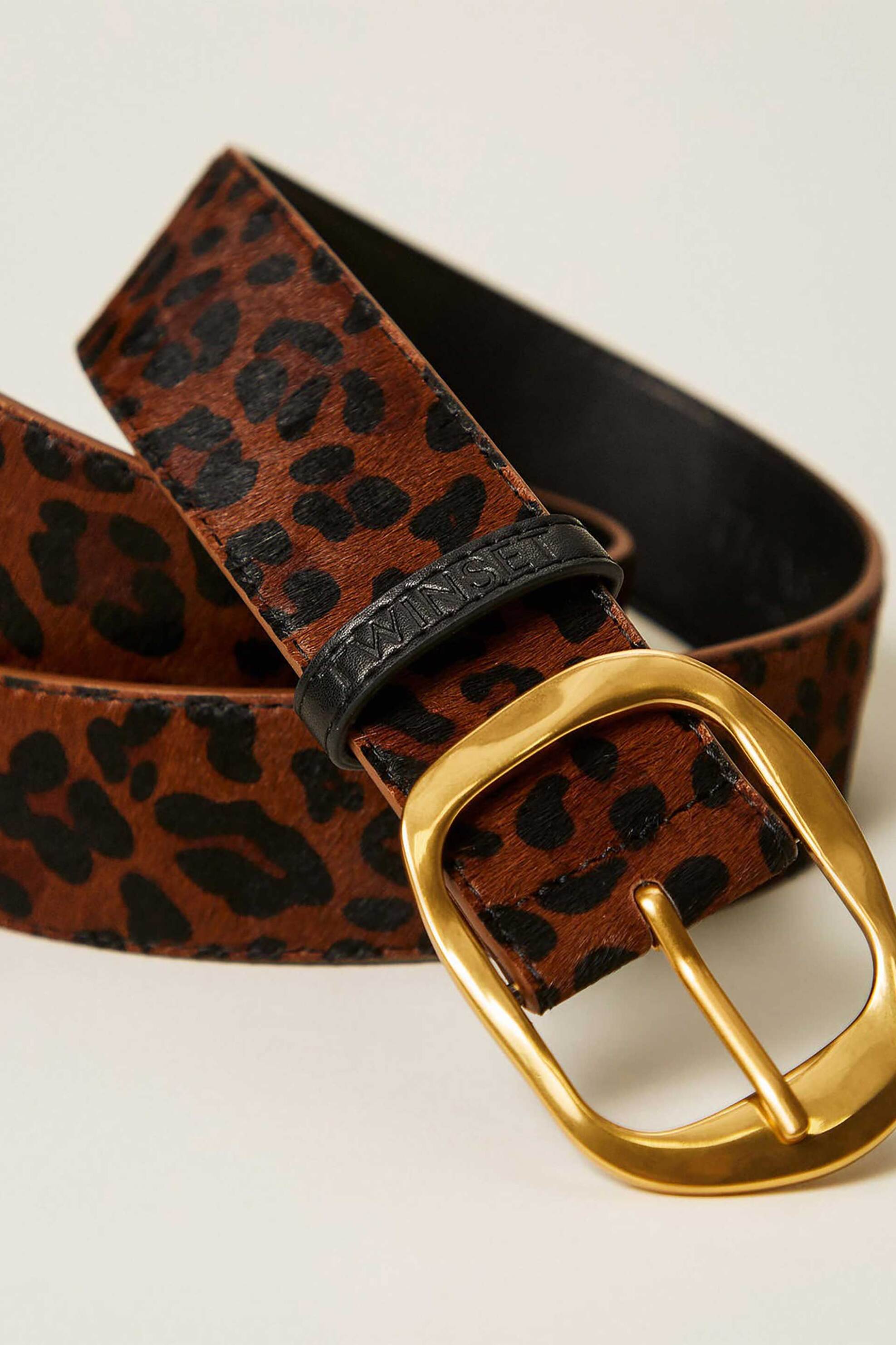 Twinset γυναικεία δερμάτινη ζώνη animal print - 252TA4530 Καφέ φωτογραφία