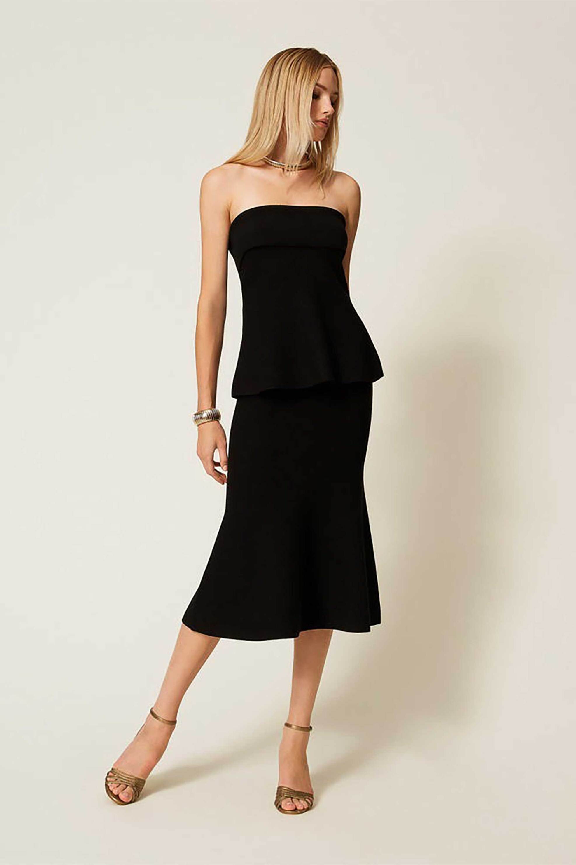 Twinset γυναικείο πλεκτό τοπ στράπλες - 252TP3411 Μαύρο φωτογραφία