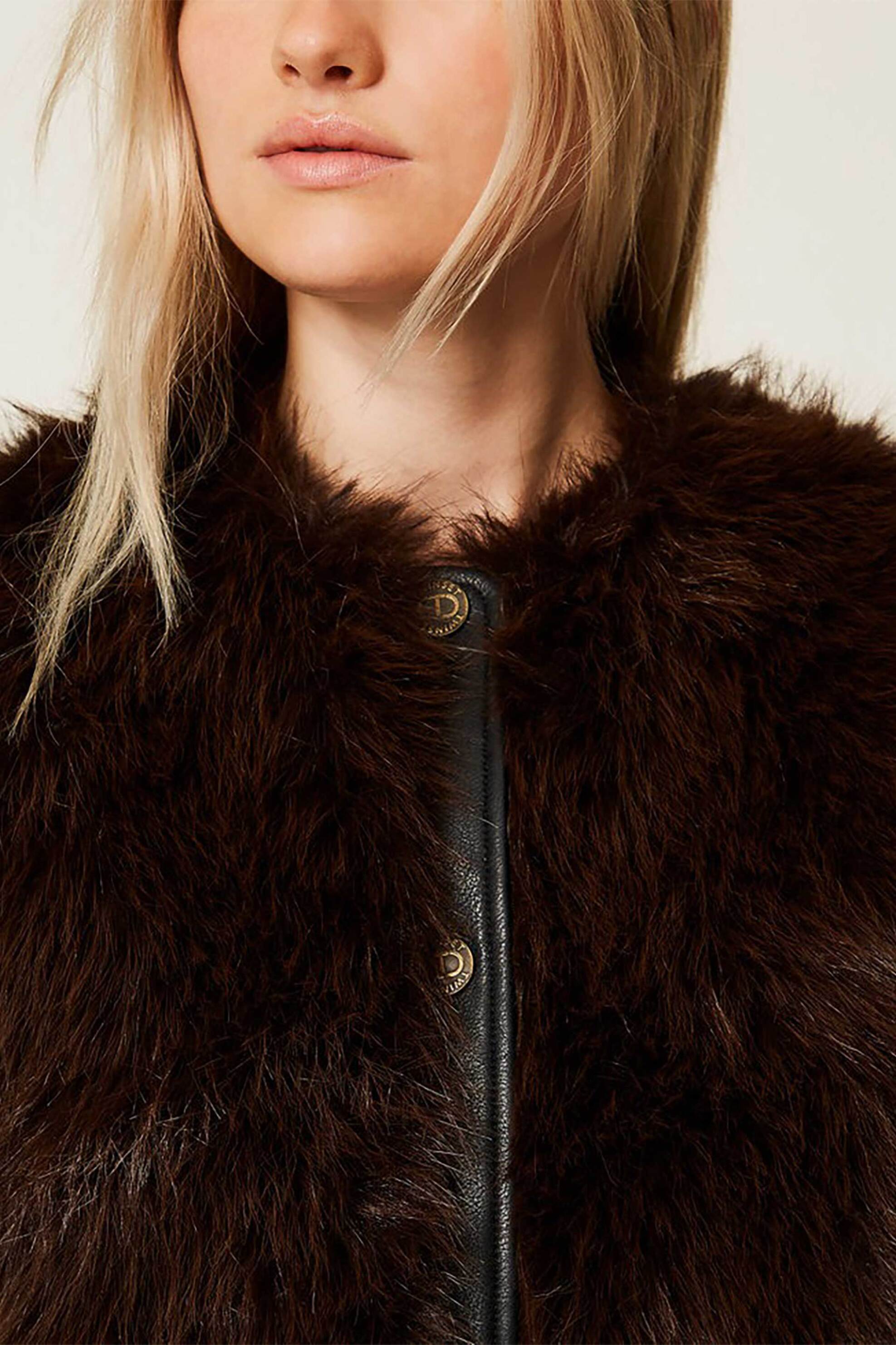 Twinset γυναικεία αμάνικη faux γούνα - 252TP2421 Καφέ φωτογραφία