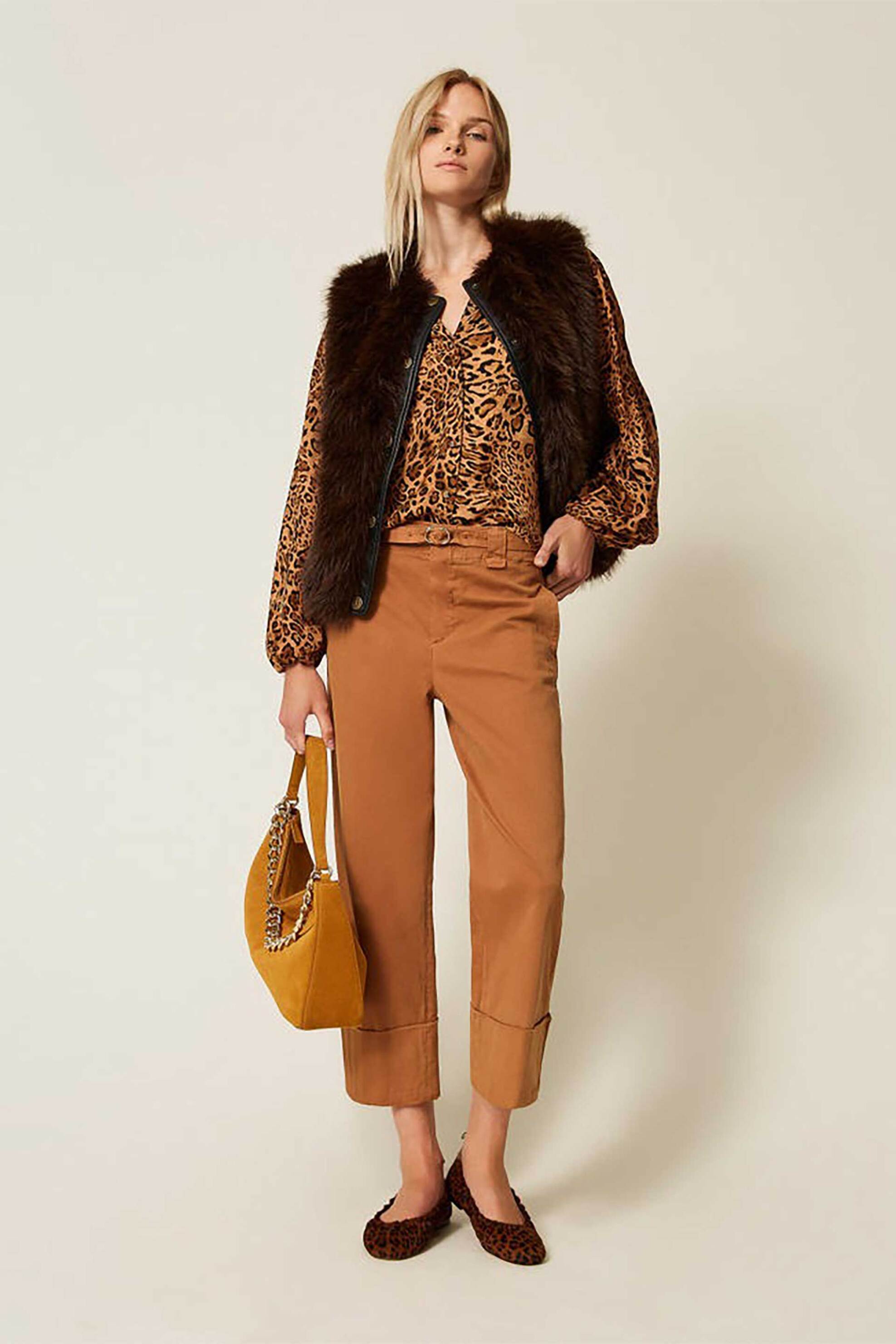 Twinset γυναικεία αμάνικη faux γούνα - 252TP2421 Καφέ φωτογραφία