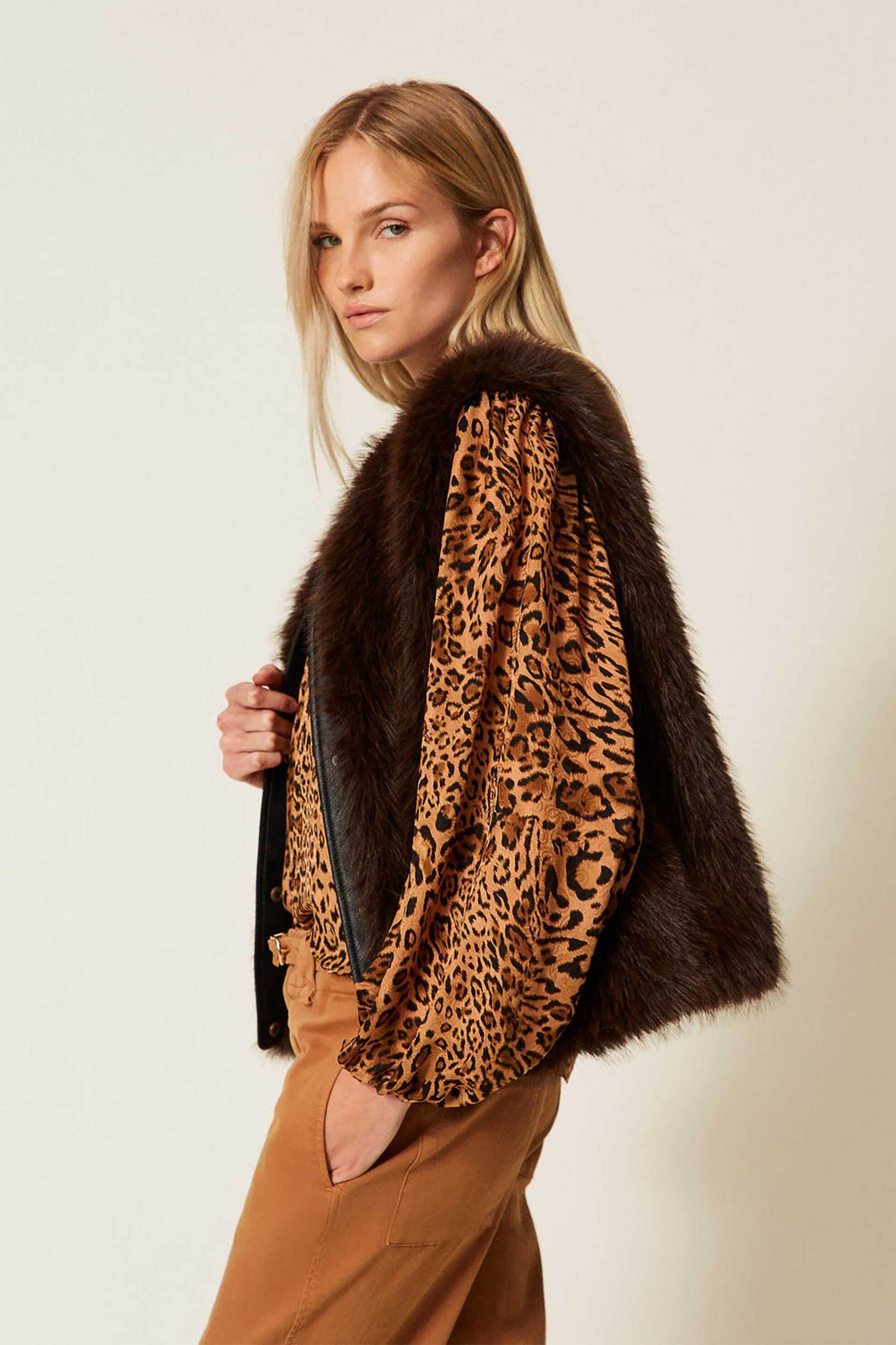 Twinset γυναικεία αμάνικη faux γούνα - 252TP2421 Καφέ φωτογραφία