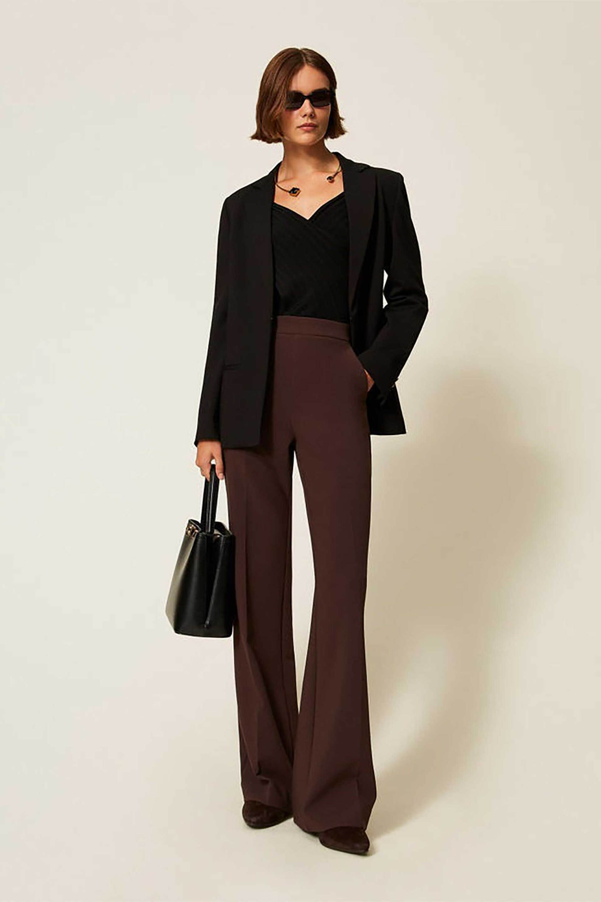 TWINSET Twinset γυναικείο σακάκι μονόχρωμο Slim Fit - 252TP2601 Μαύρο - 3