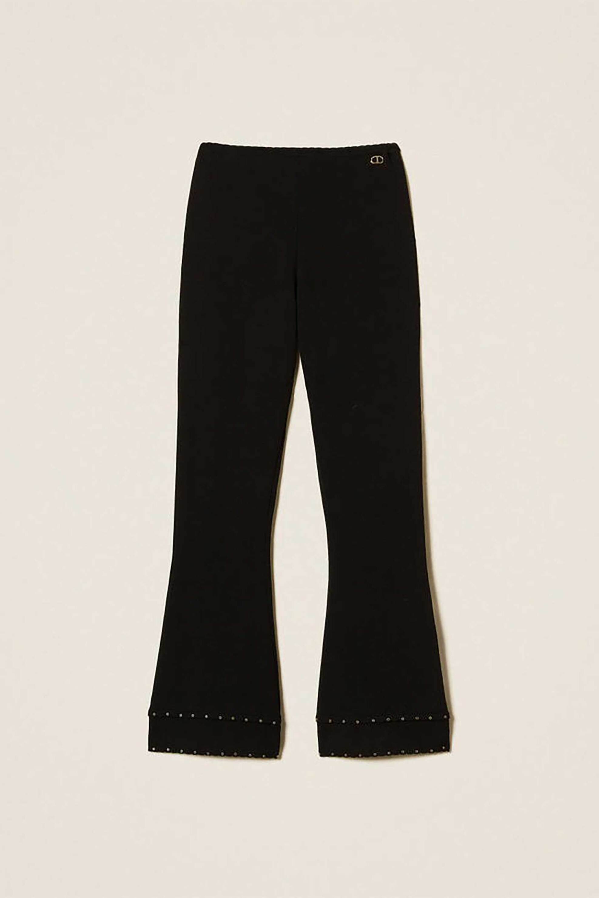 TWINSET Twinset γυναικείο παντελόνι cropped μονόχρωμο με διακοσμητικά τρουκς - 252TP3273 Μαύρο - 4