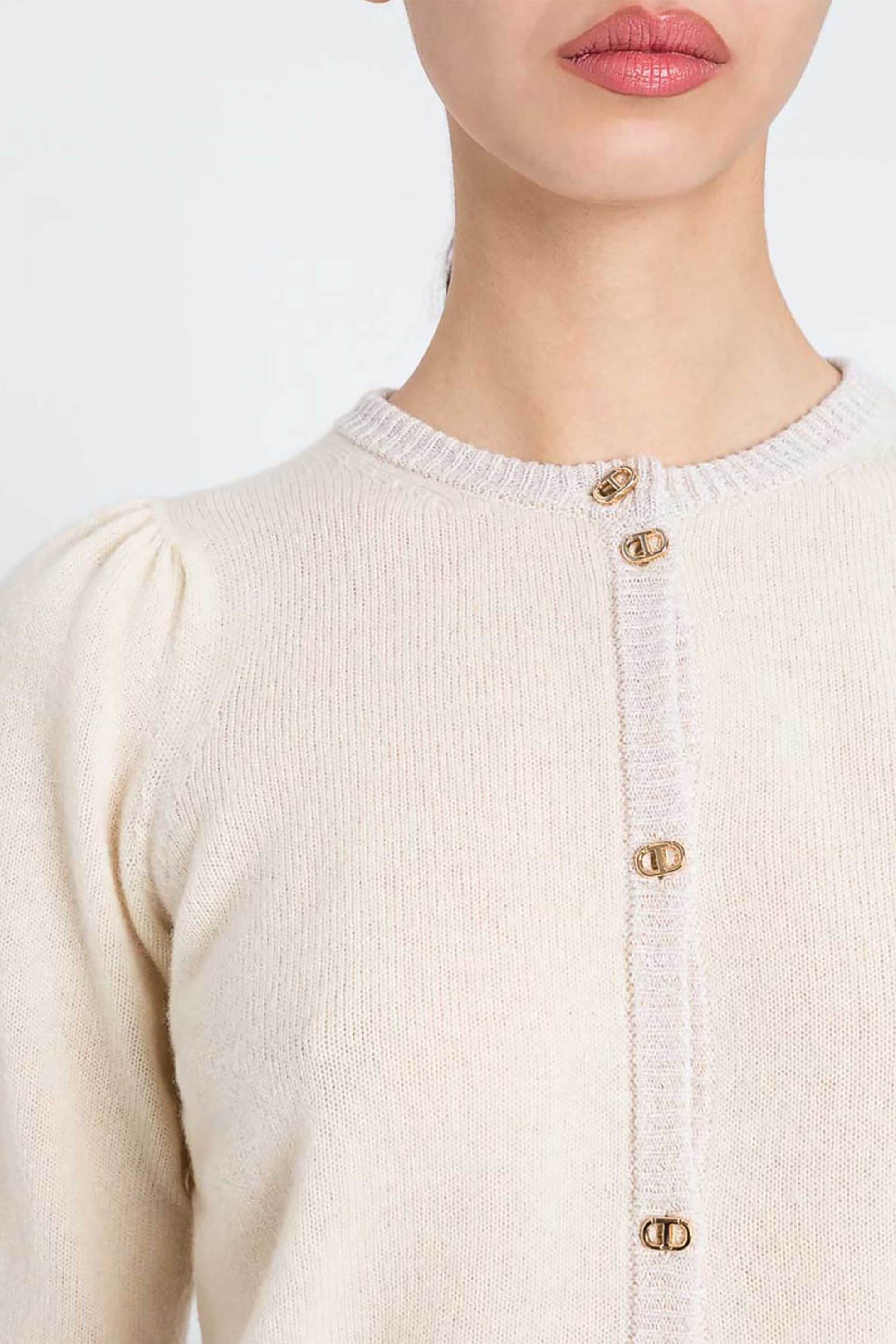 TWINSET Twinset γυναικεία μπλούζα πλεκτή ζακέτα - 252TP3583 Εκρού - 2