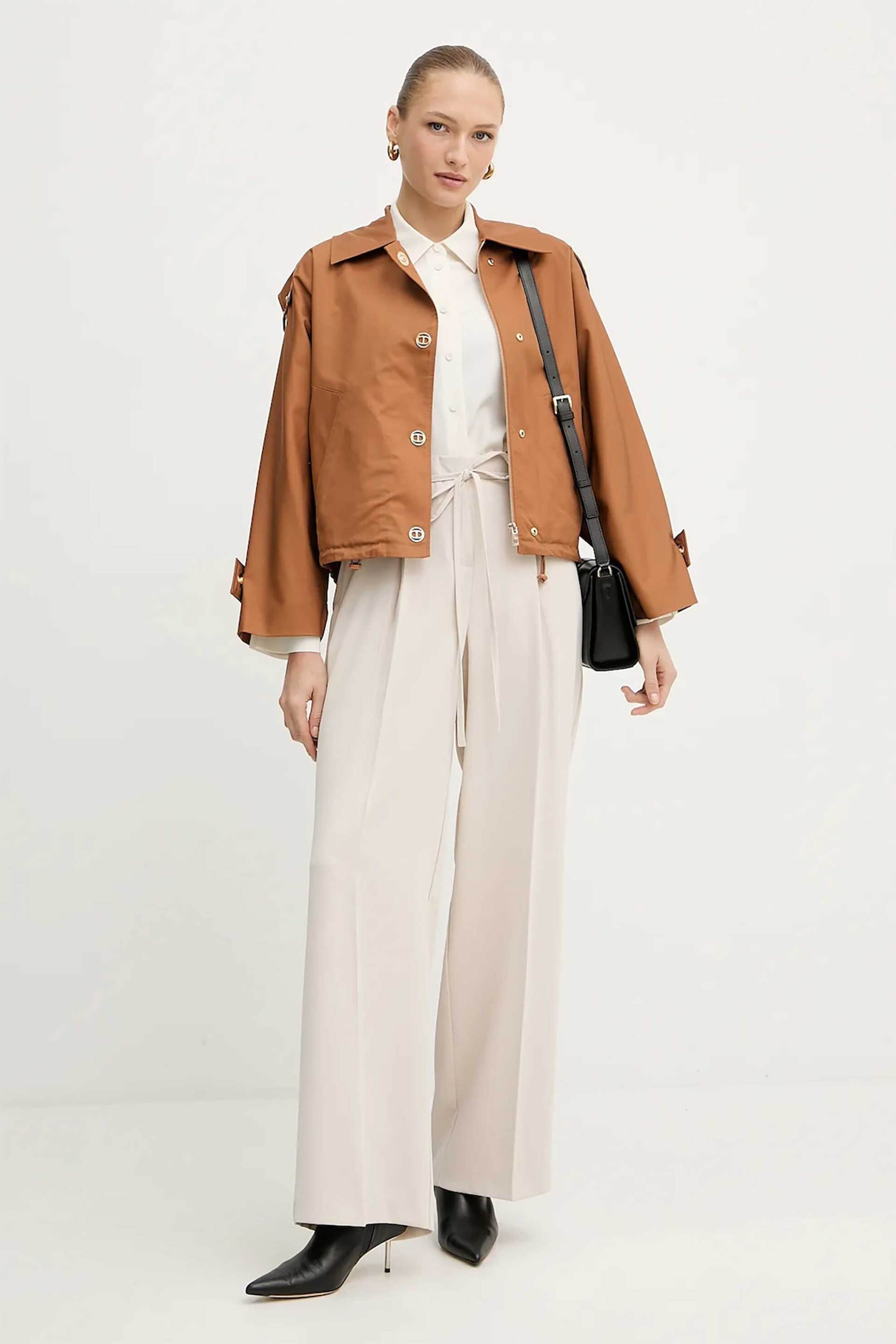 Twinset γυναικείο καπαρτινάκι με μεταλλικά κουμπιά και κουκούλα - 252TP2062 Καμηλό φωτογραφία