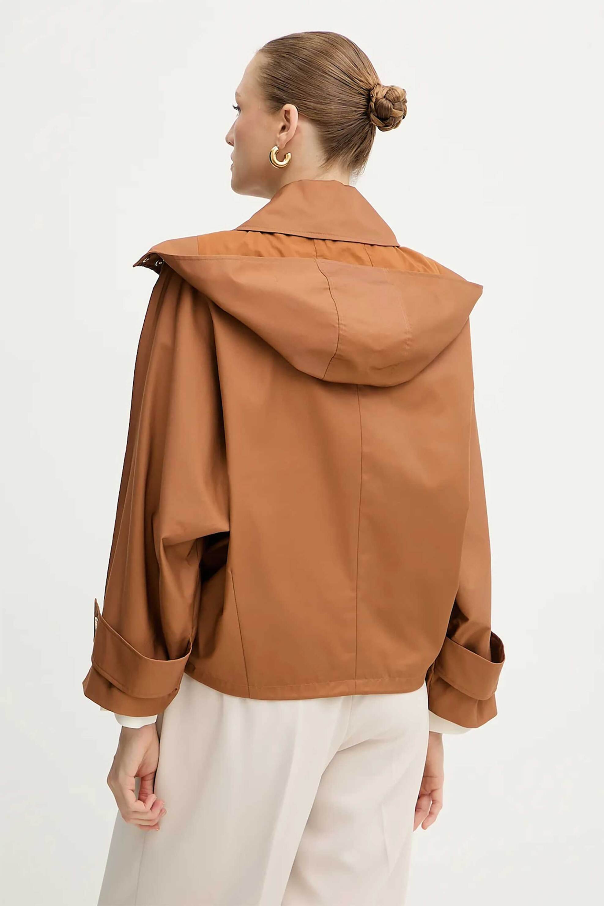 Twinset γυναικείο καπαρτινάκι με μεταλλικά κουμπιά και κουκούλα - 252TP2062 Καμηλό φωτογραφία