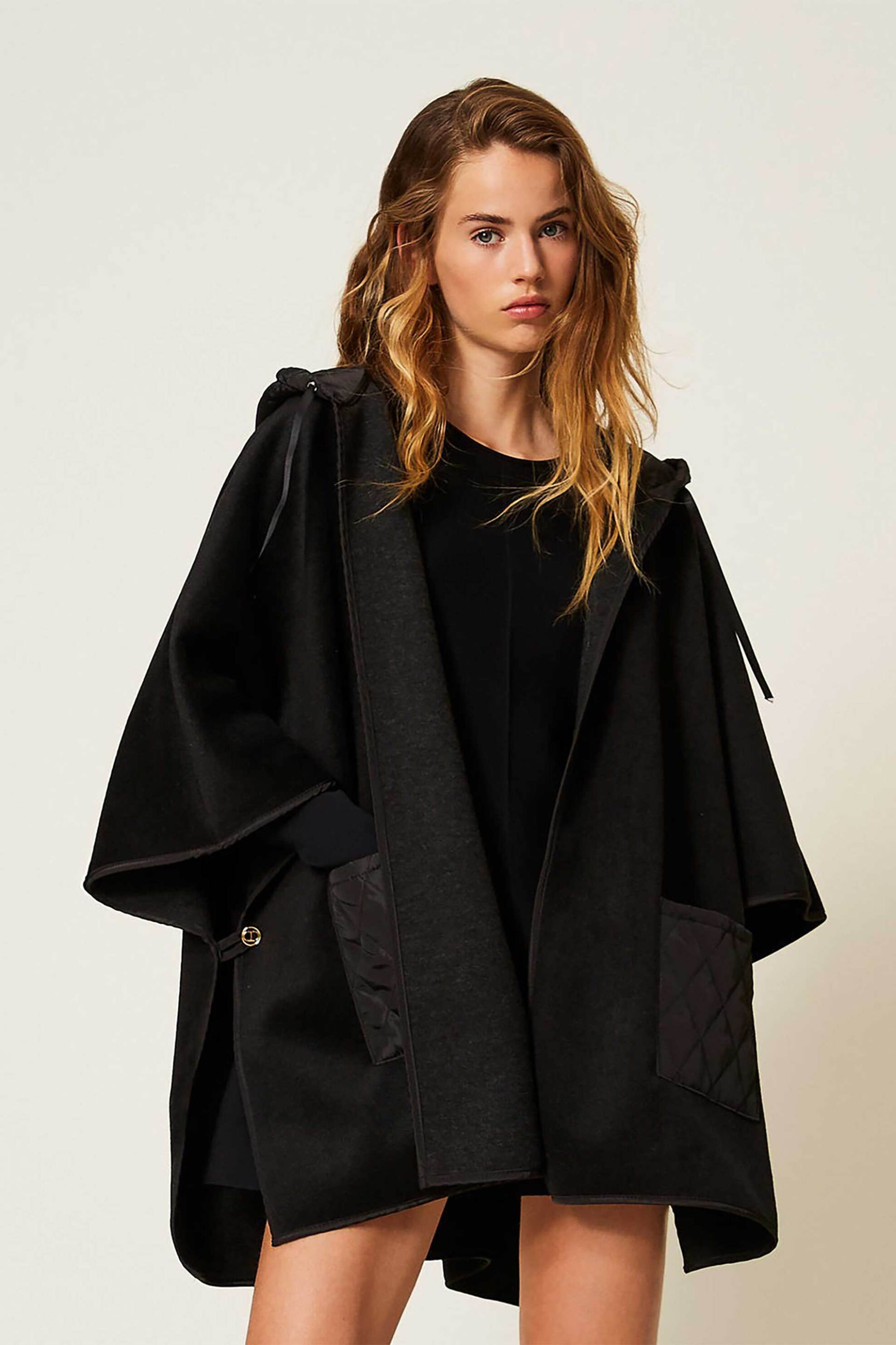 Twinset γυναικεία κάπα με κουκούλα - 252TA4240 Μαύρο φωτογραφία
