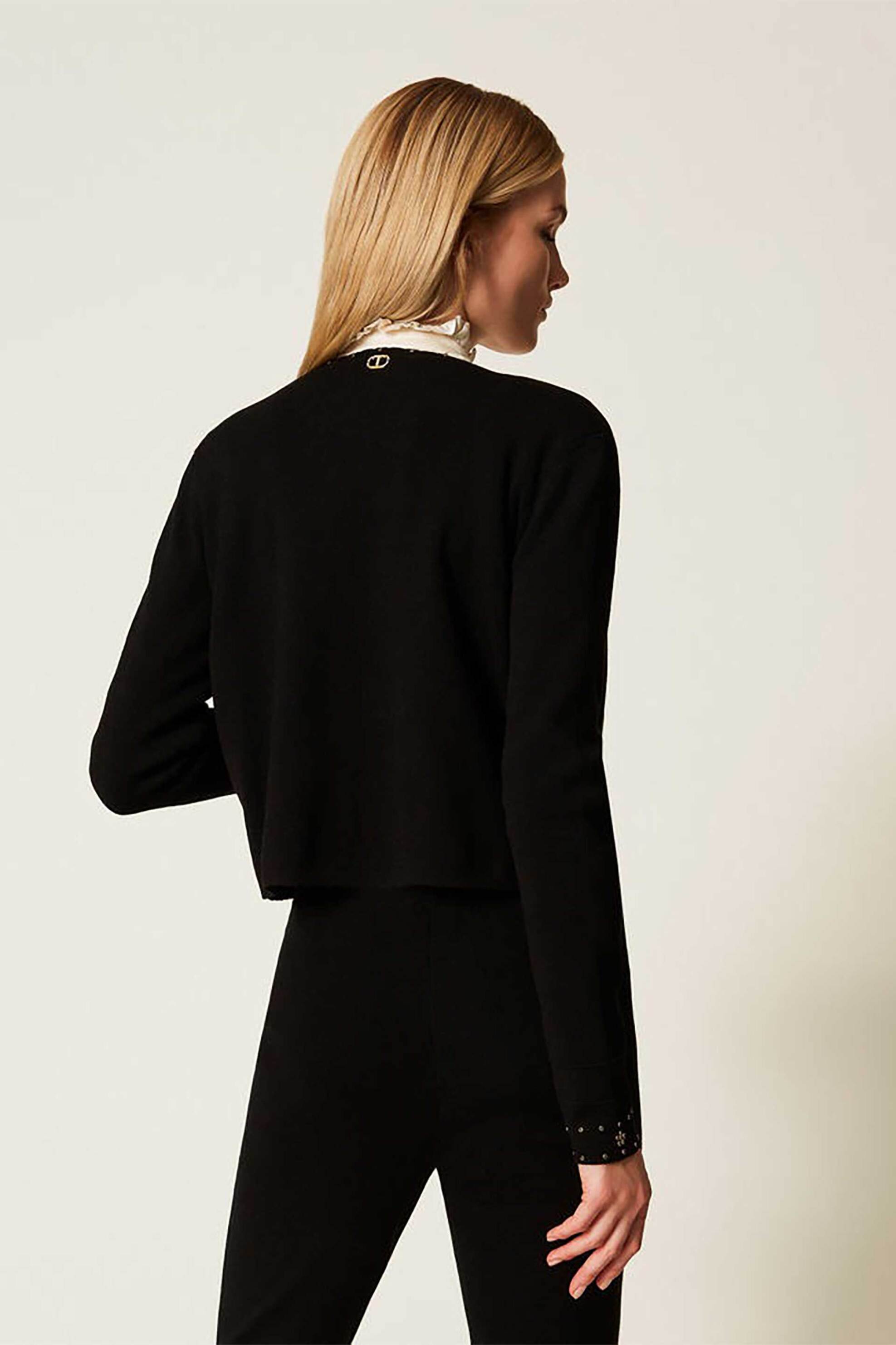 TWINSET Twinset γυναικείο κοντό σακάκι με τρουκς - 252TP3270 Μαύρο - 4