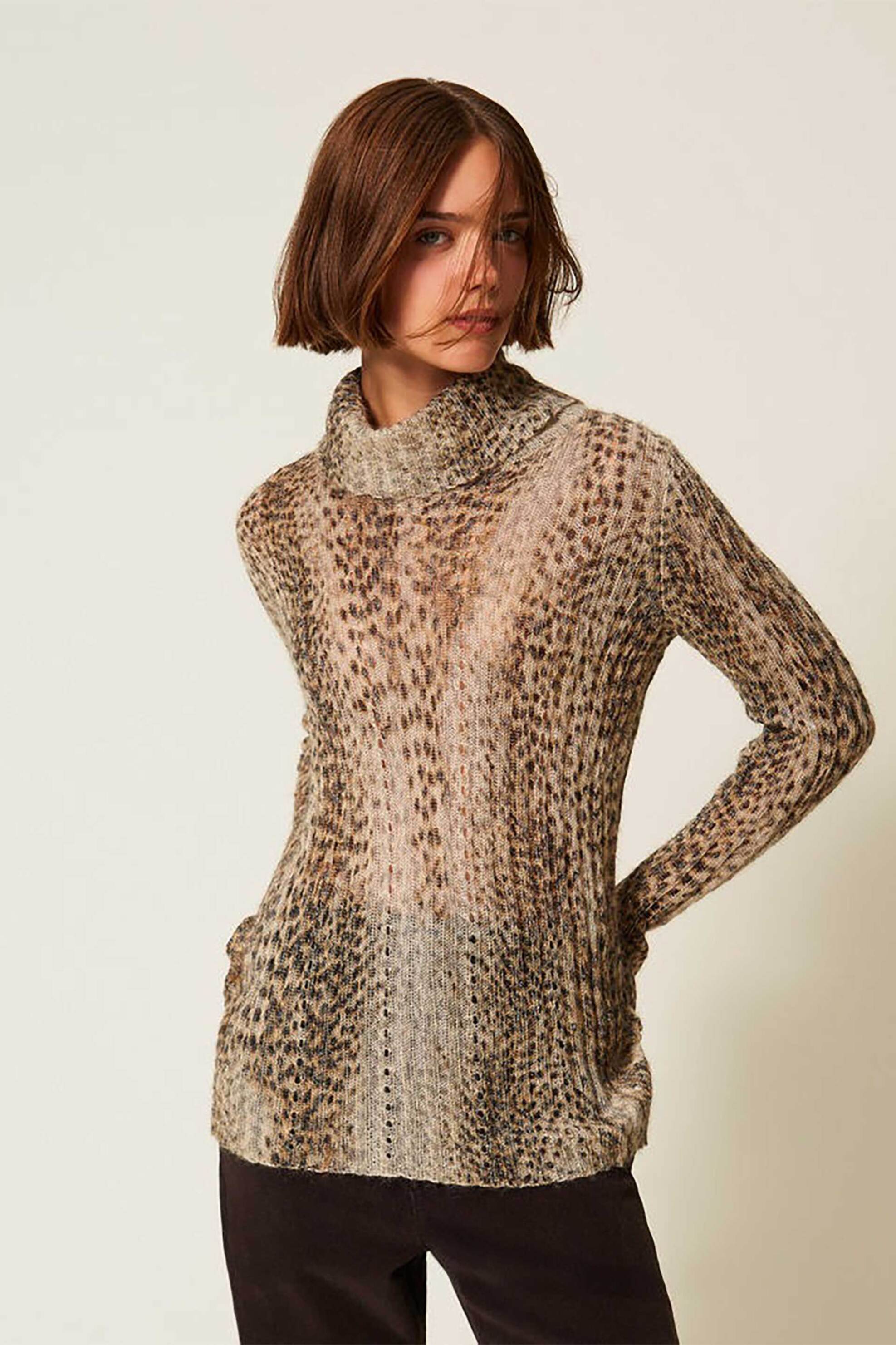 Twinset γυναικεία μπλούζα πλεκτή animal print