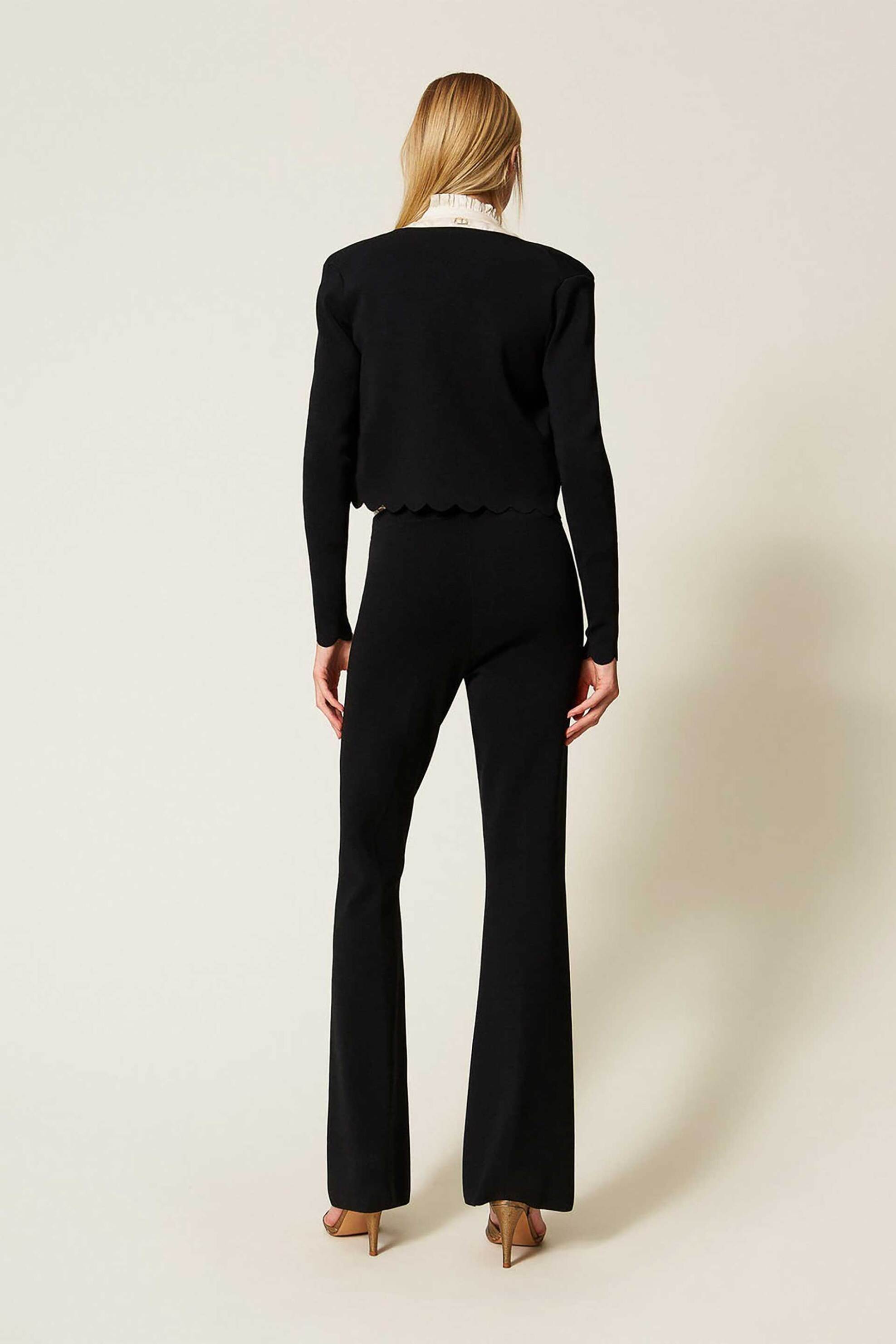 Twinset γυναικείο παντελόνι μονόχρωμο Flared Fit - 252TP3206 Μαύρο φωτογραφία