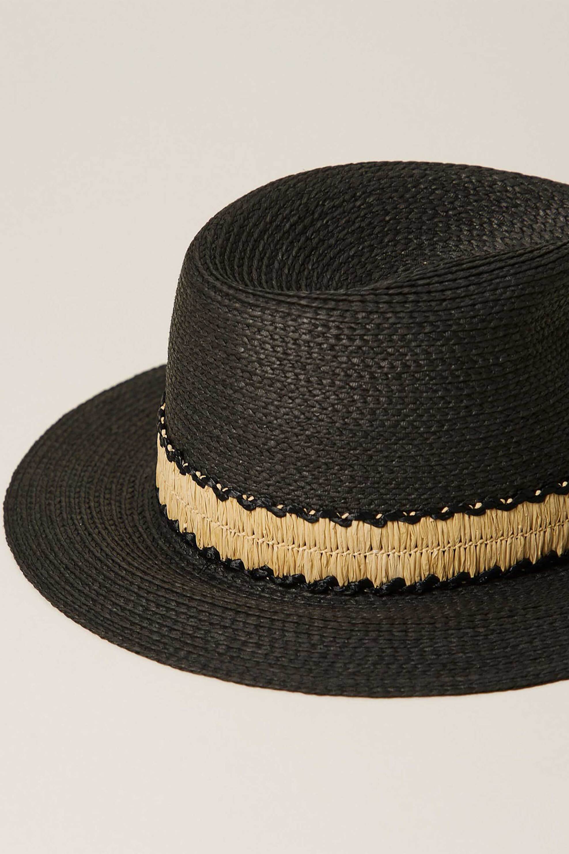 Twinset γυναικείο ψάθινο καπέλο με μεταλλικό λογότυπο - 261TA4060 Μαύρο φωτογραφία