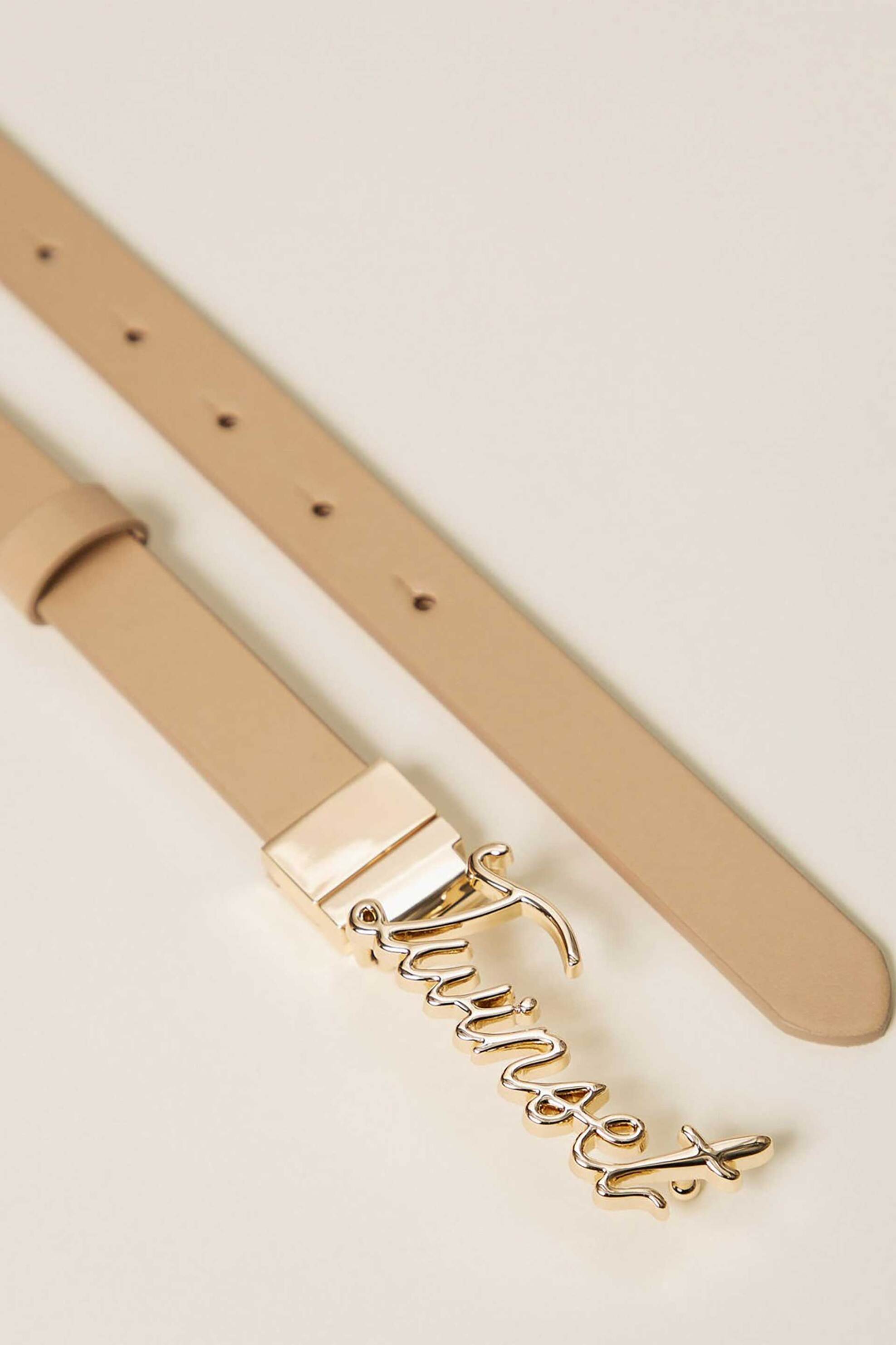 Twinset γυναικεία ζώνη διπλής όψης με μεταλλική αγκράφα - 261TA4160 Μπεζ φωτογραφία