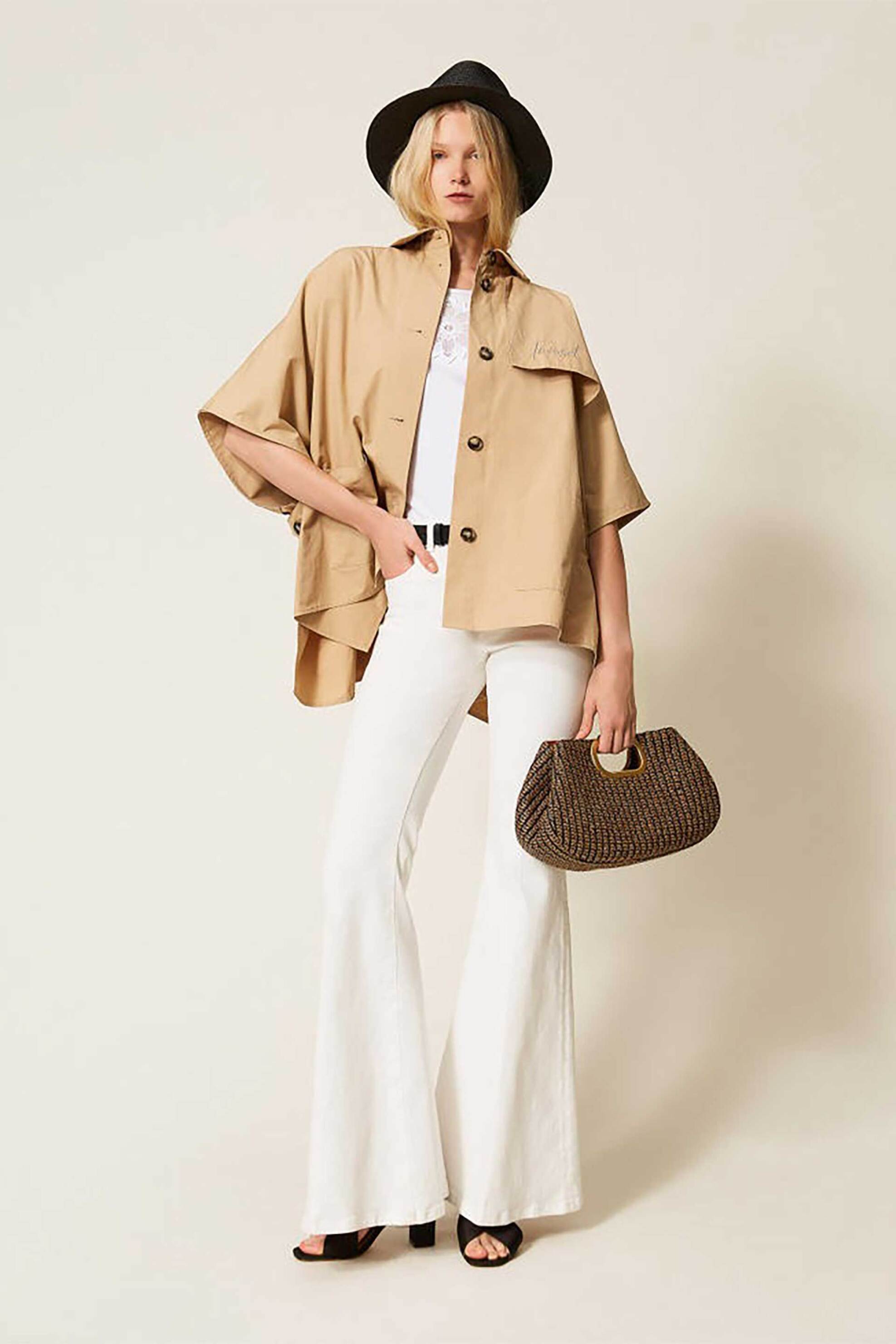 Twinset γυναικείο καπαρτινάκι σε στυλ πόντσο - 261TA4290 Μπεζ φωτογραφία