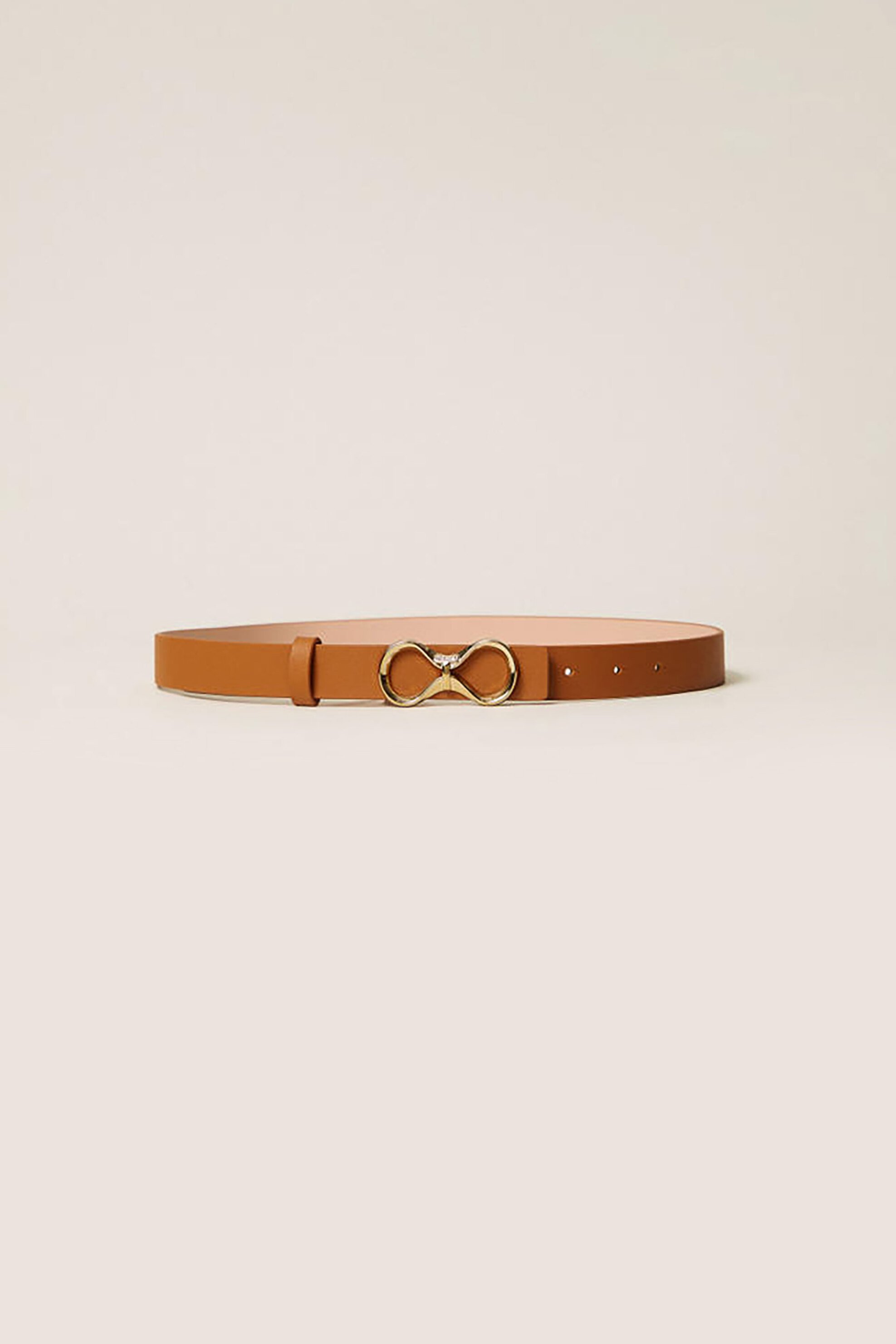 Twinset γυναικεία ζώνη διπλής όψης με μεταλλικό φιογκάκι - 261TA4440 Ταμπά