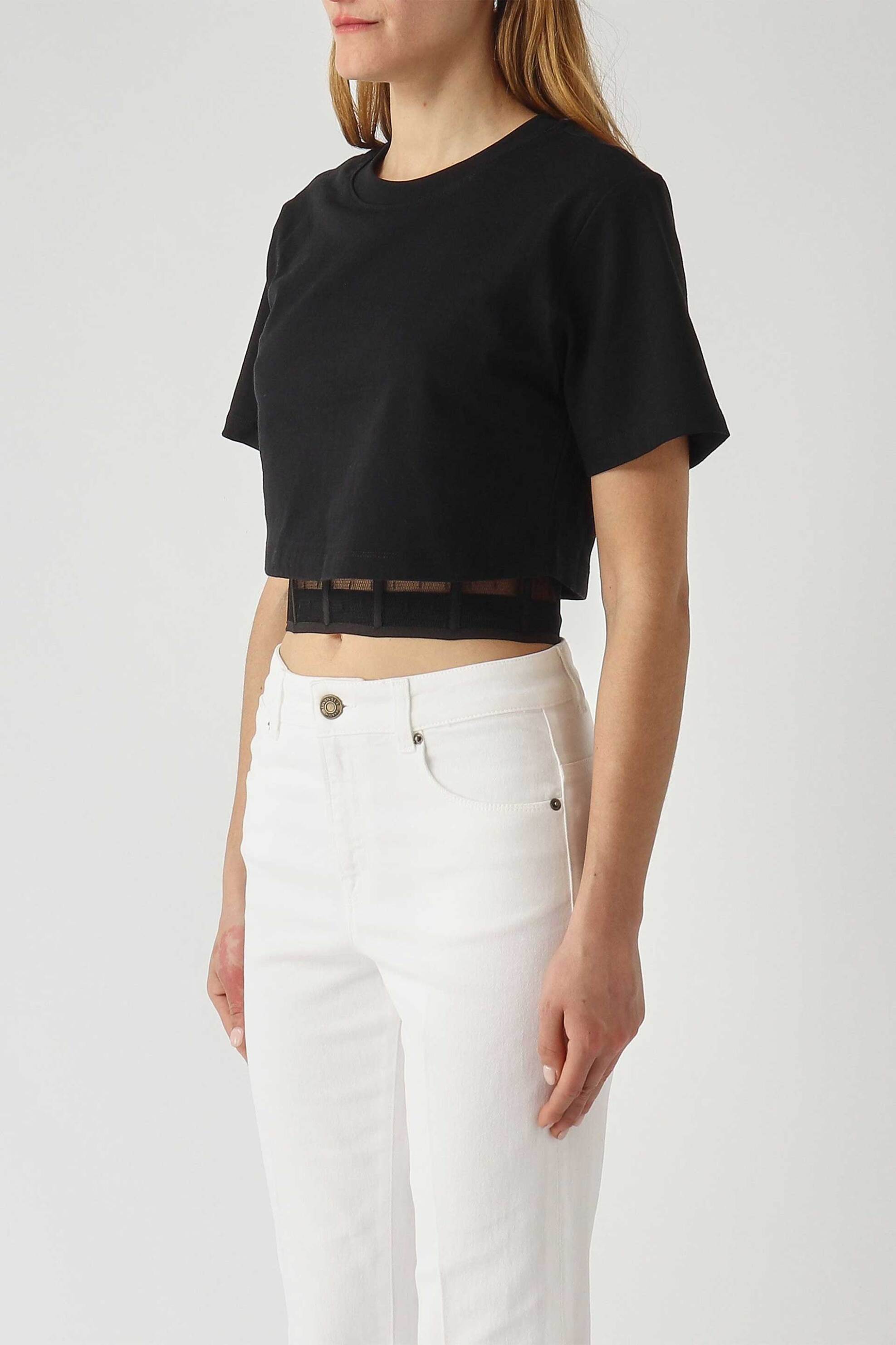 TWINSET Twinset γυναικεία μπλούζα με κεντημένο κορσέ - 261TP2020 Μαύρο
