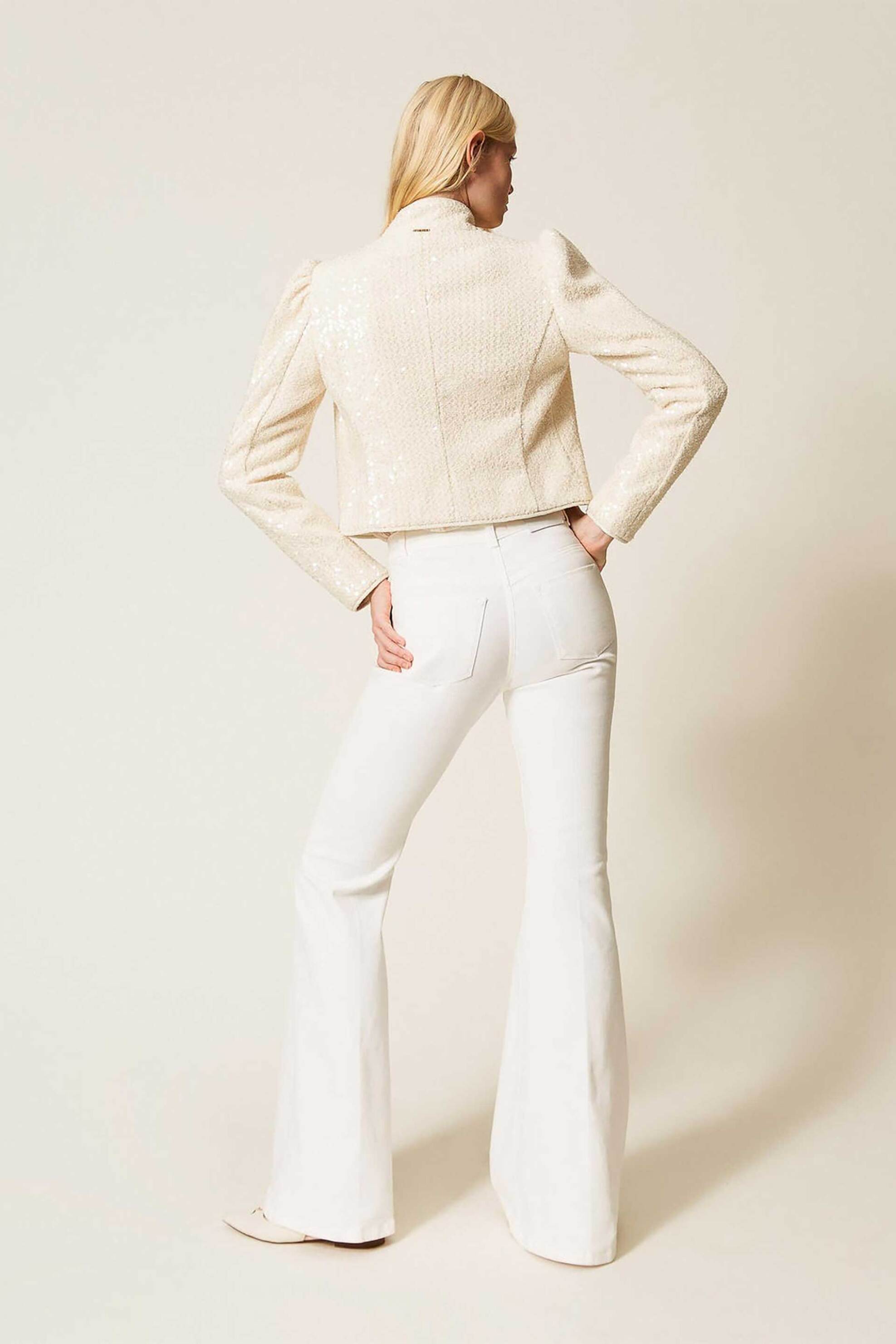 Twinset γυναικείο παντελόνι μονόχρωμο flared - 261TP2680 Λευκό φωτογραφία