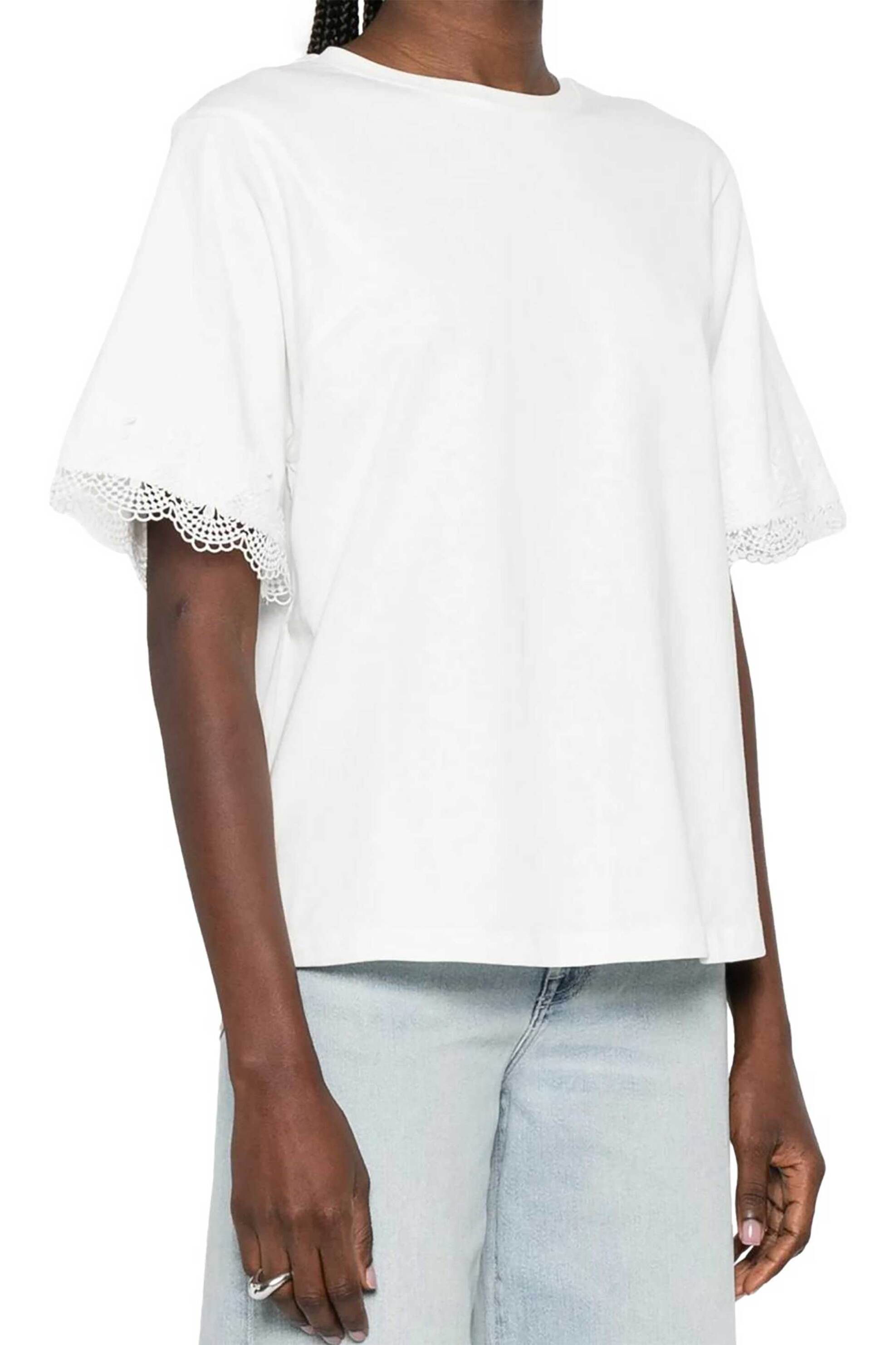 Twinset γυναικείο T-shirt με δαντέλα - 261TP2110 Λευκό
