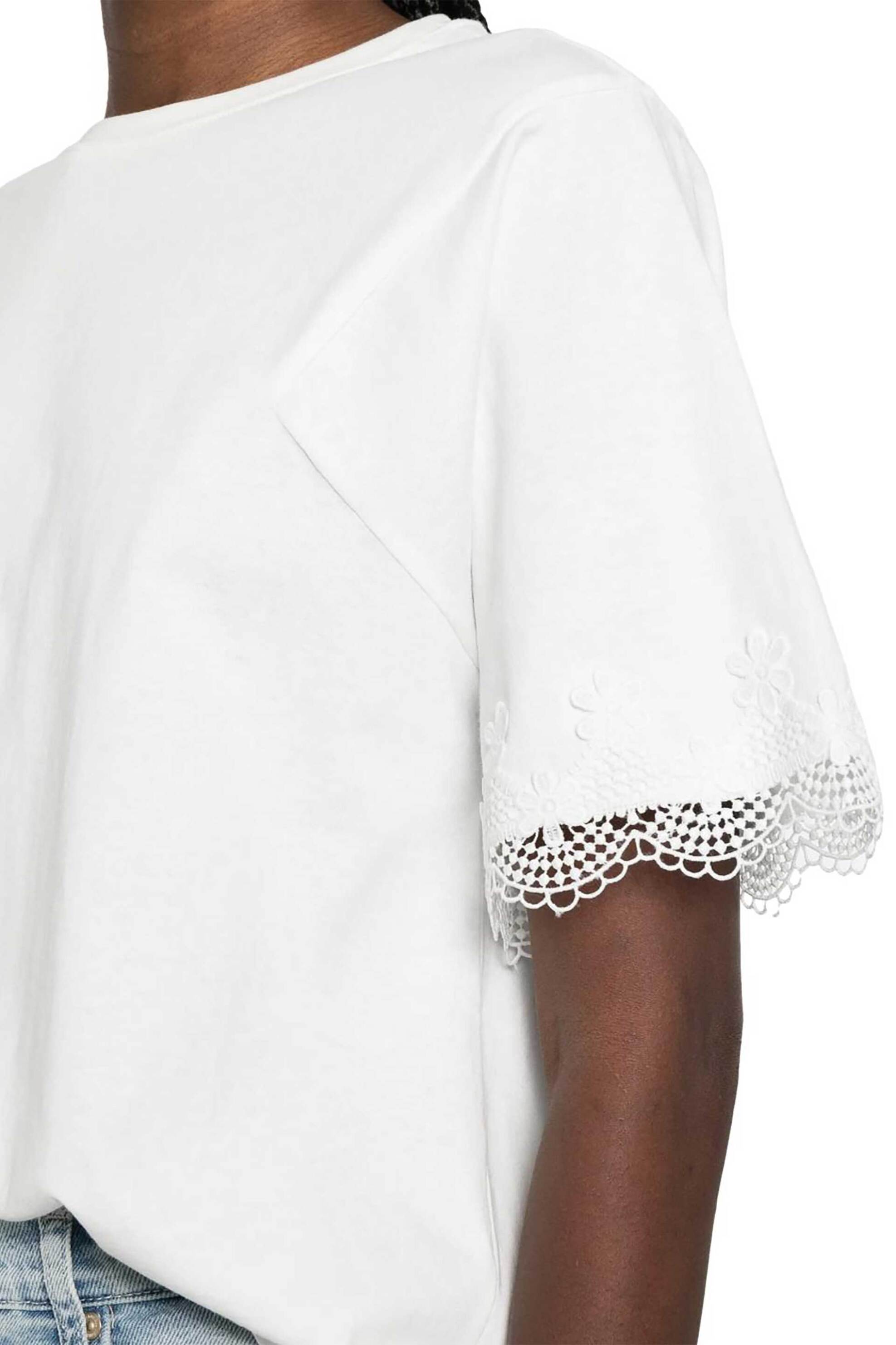Twinset γυναικείο T-shirt με δαντέλα - 261TP2110 Λευκό