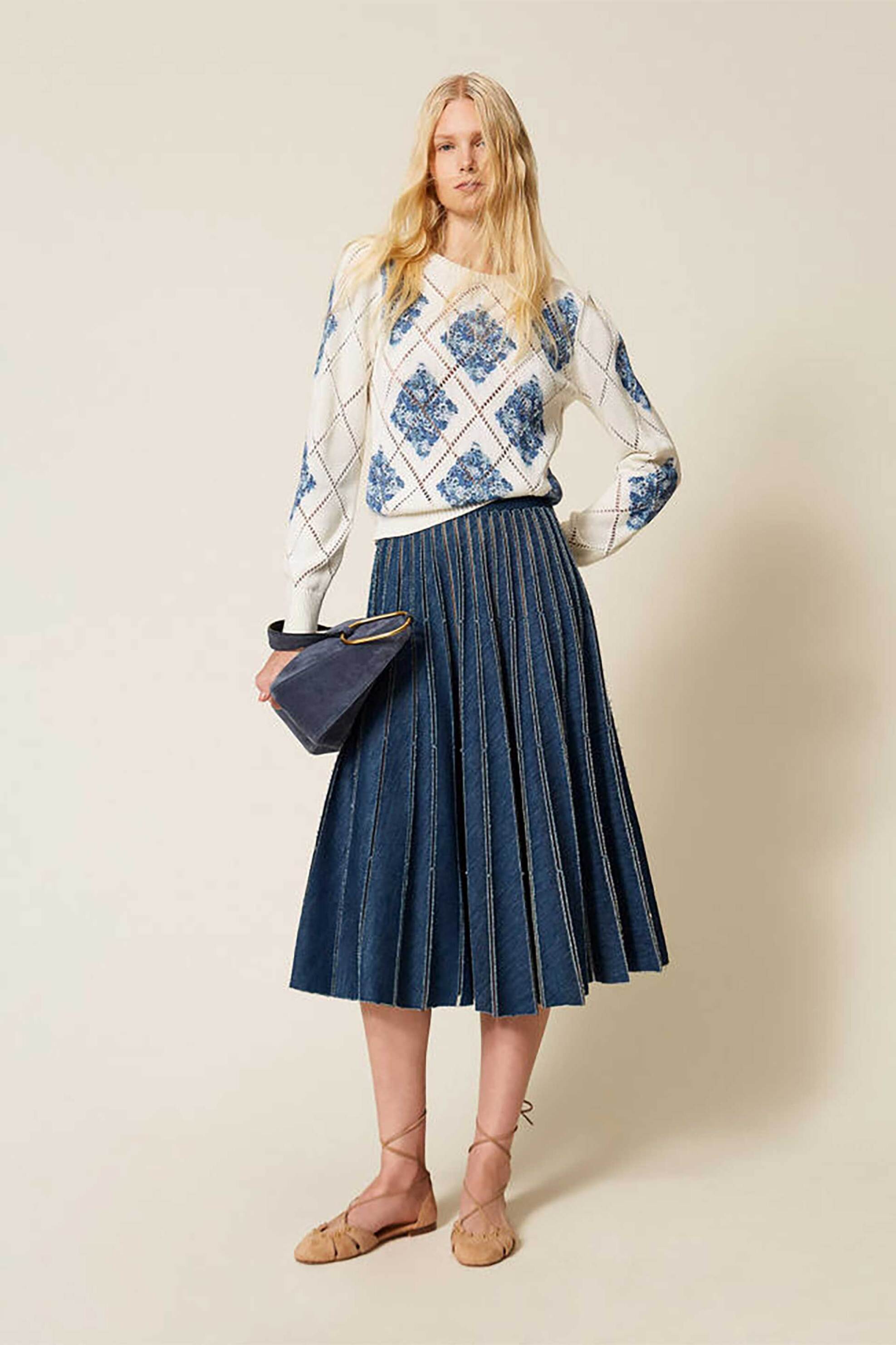 Twinset γυναικεία mini φούστα πλισέ - 261TP2350 Denim Blue